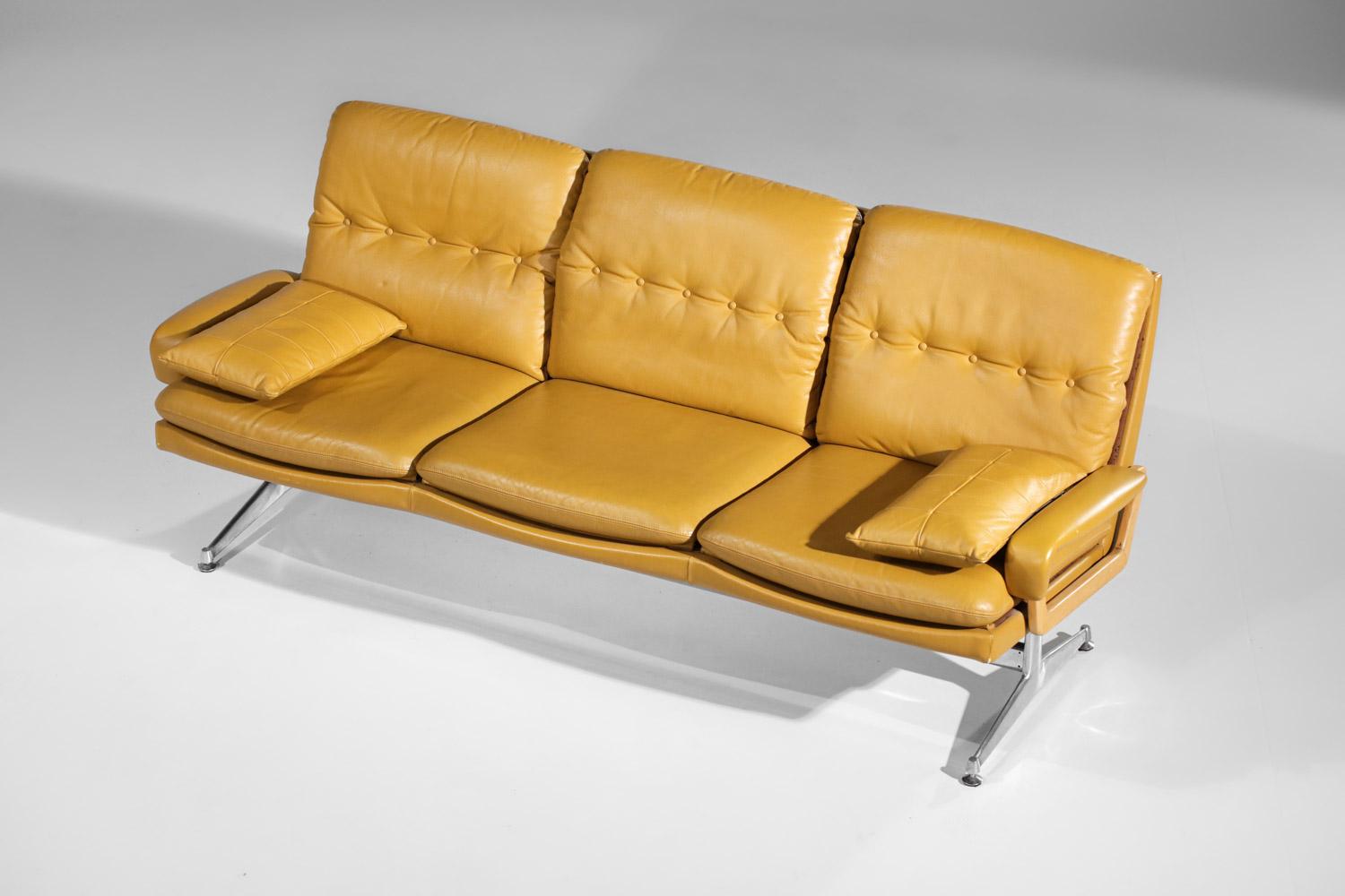Yellow leather sofa germany For Sale 8