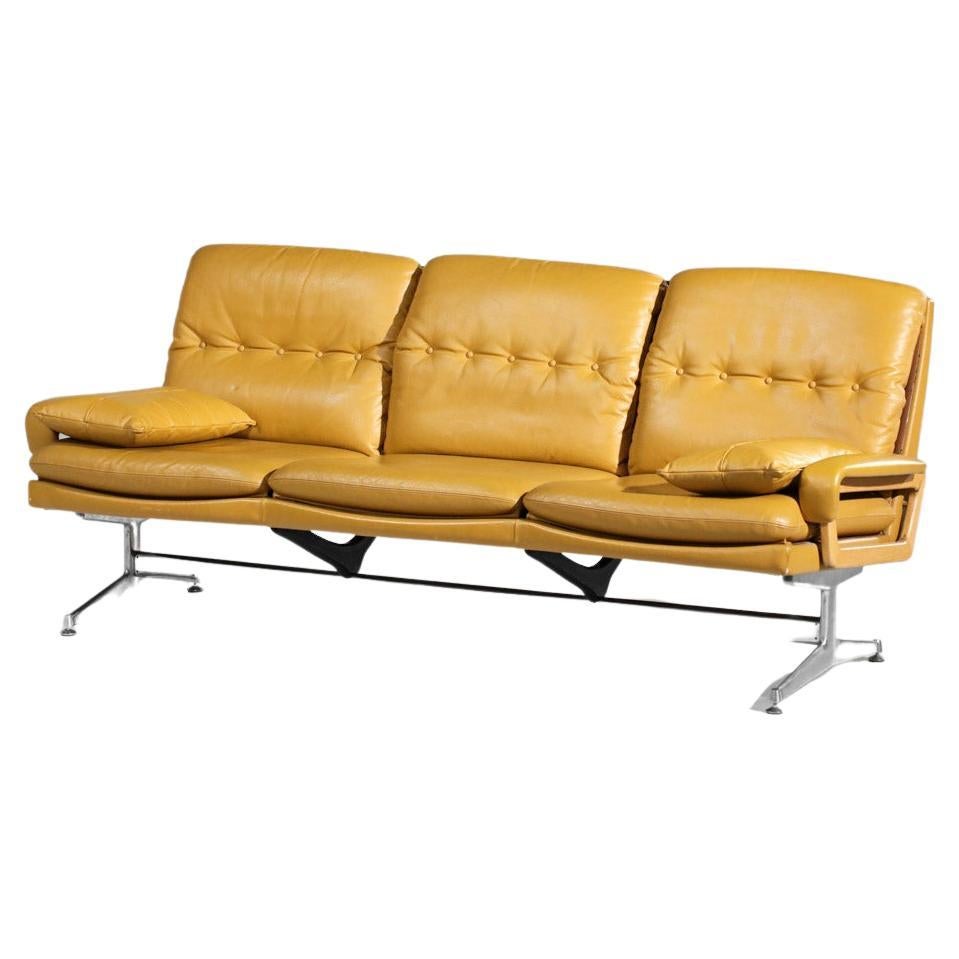 Yellow leather sofa style Charles and Ray Eames sofa germany For Sale