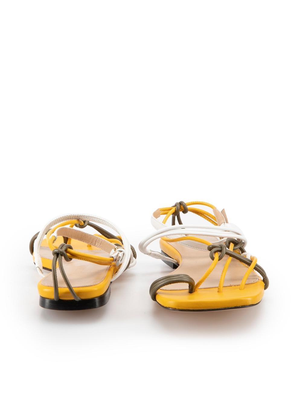 Yellow Leather Strappy Flat Sandals Size IT 36 In New Condition For Sale In London, GB