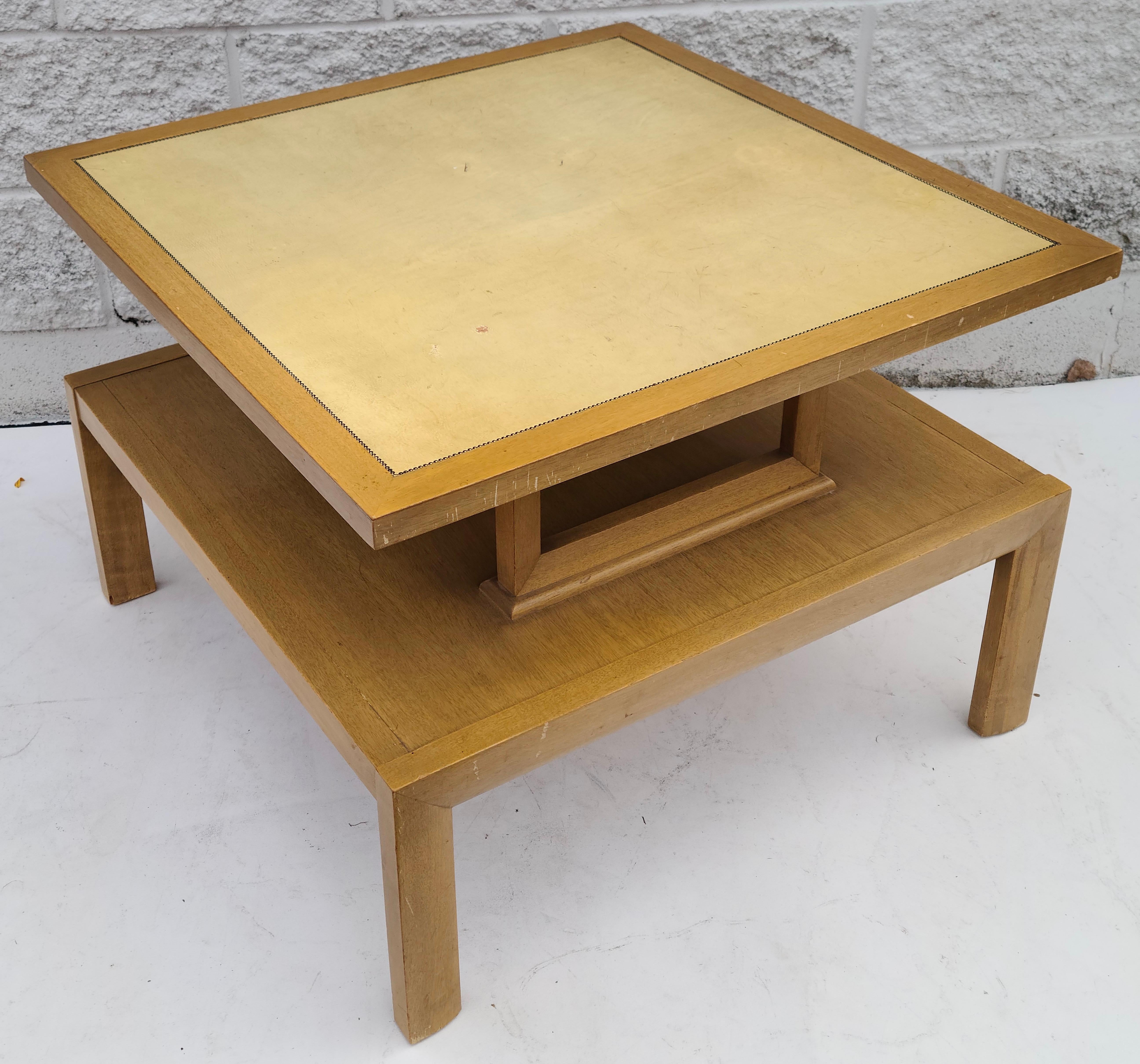 Yellow Leather Top Sofa Table in the Style of Tommi Parzinger Charak For Sale 6