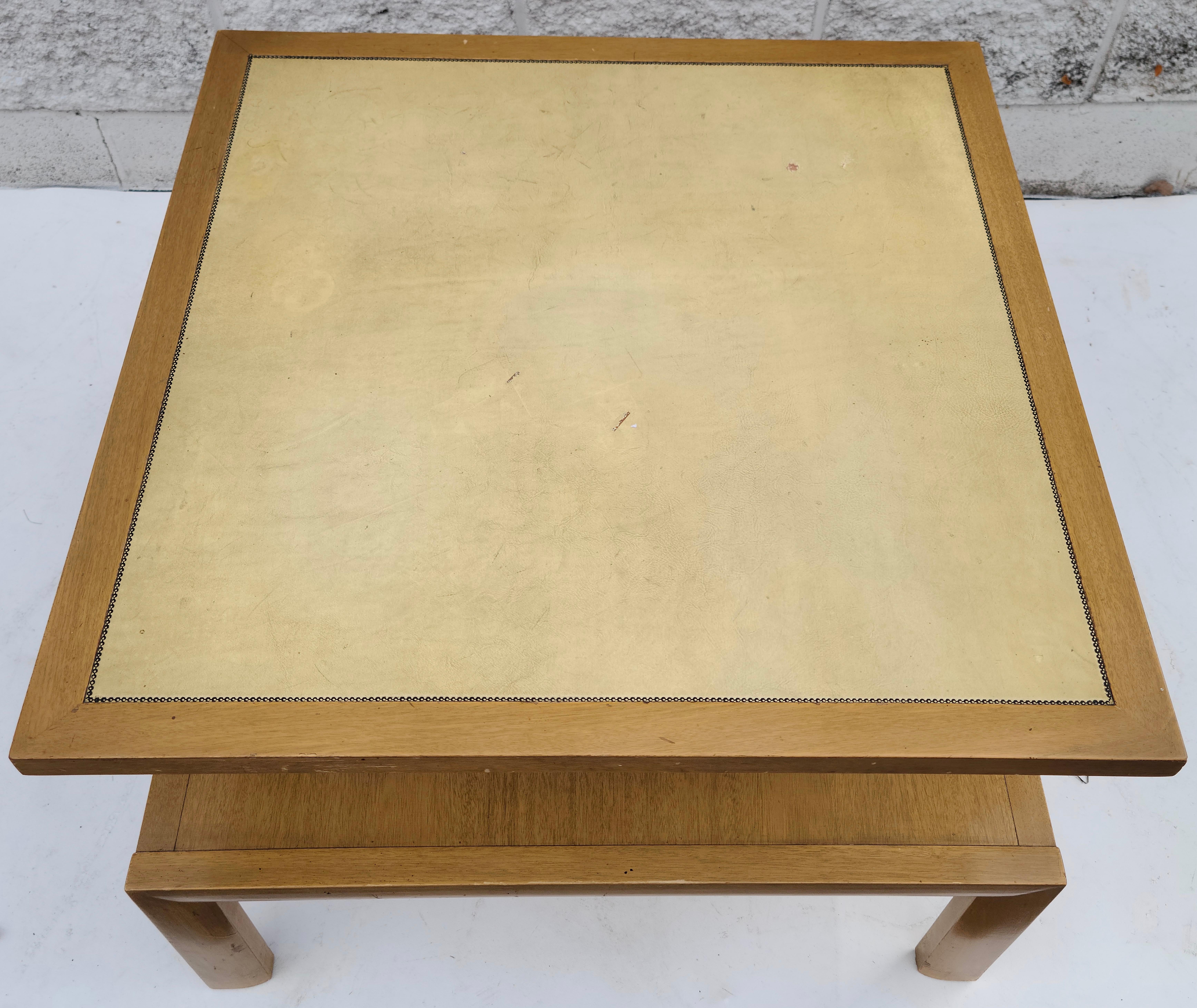Yellow Leather Top Sofa Table in the Style of Tommi Parzinger Charak For Sale 8