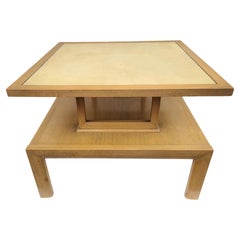 Yellow Leather Top Sofa Table in the Style of Tommi Parzinger Charak