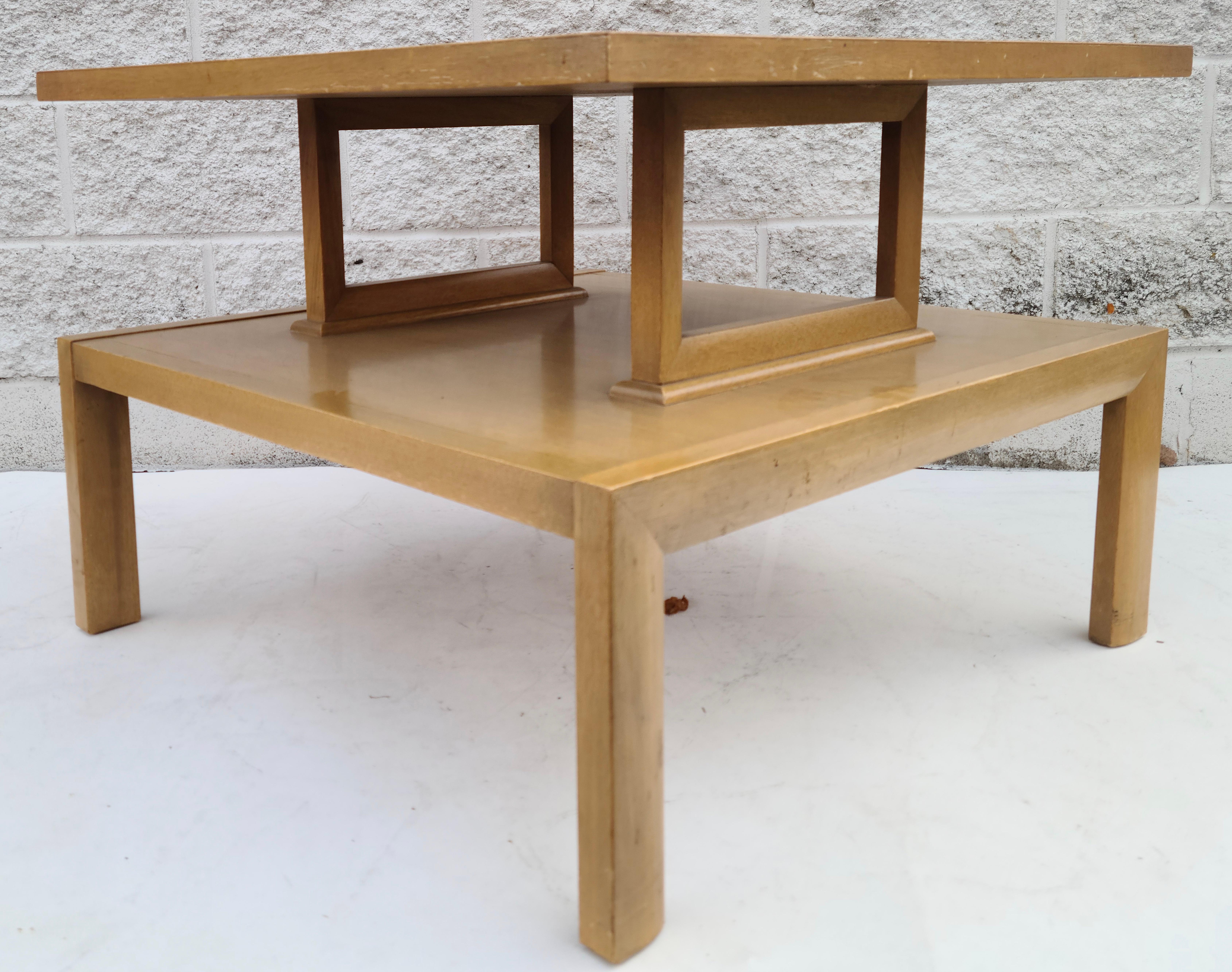 Yellow Leather Top Sofa Table in the Style of Tommi Parzinger Charak For Sale 2