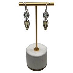 Boucles d'oreilles pendantes en or 14 carats, quartz jaune citron, améthyste verte, Prasiolite et diamants