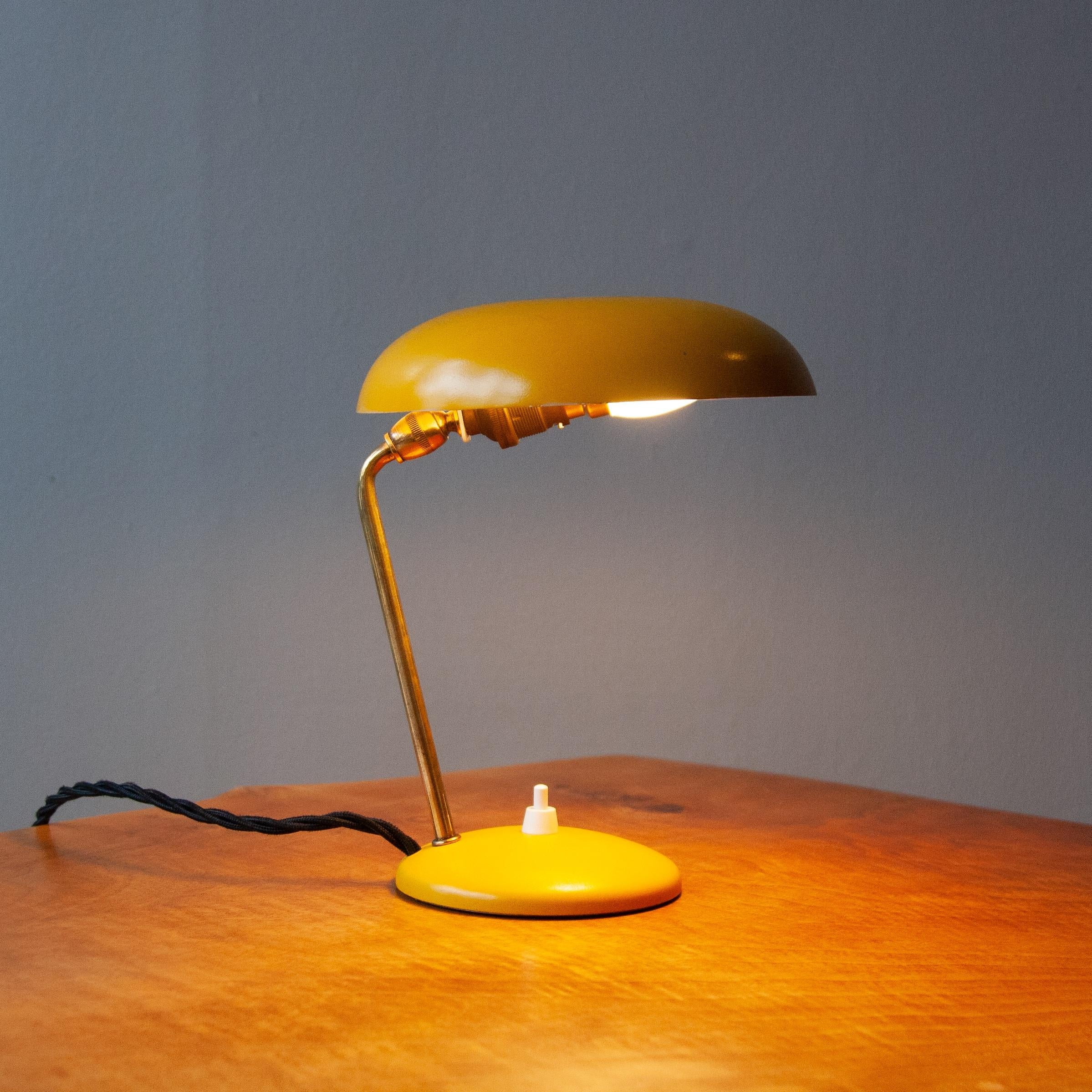 Mid-20th Century Yellow Library Lamp, France, 1940s.