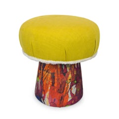 Yellow Linen Mushroom Ottoman