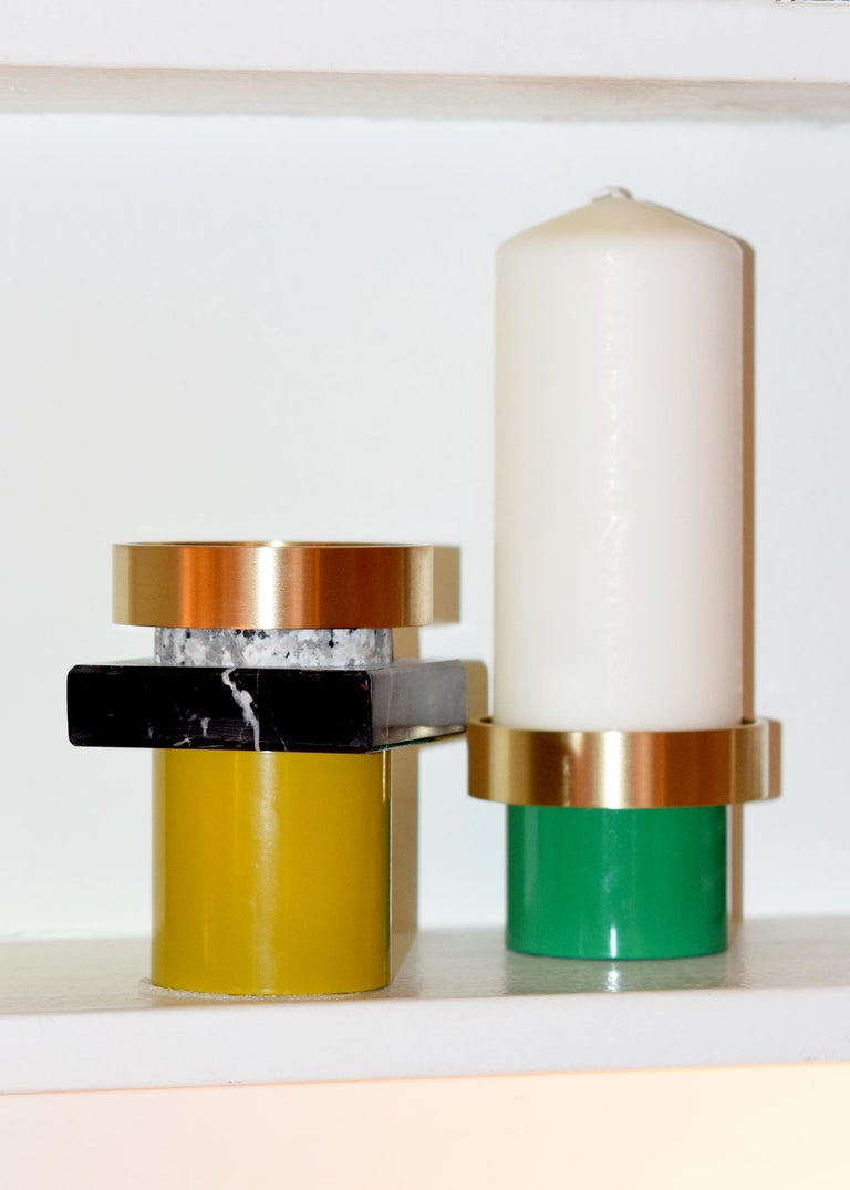 Yellow Louis Marble and Granite Candle Holder by Marine Breynaert For