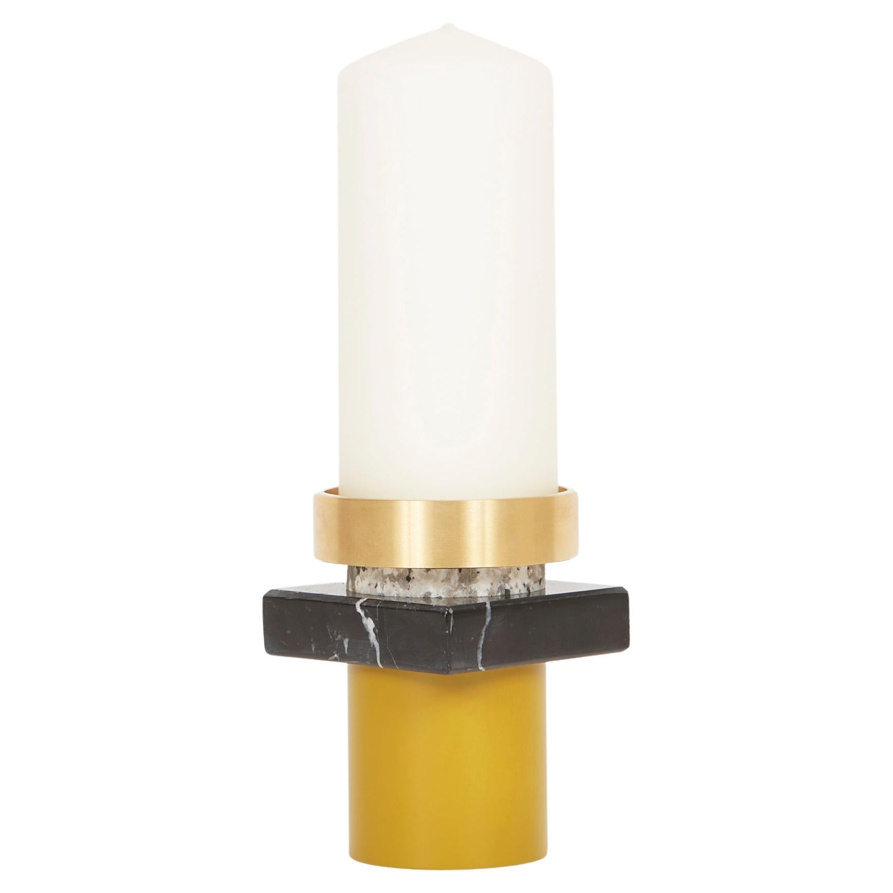 21th C Blue Louis Marble and Granite Candle Holder by Marine Breynaert