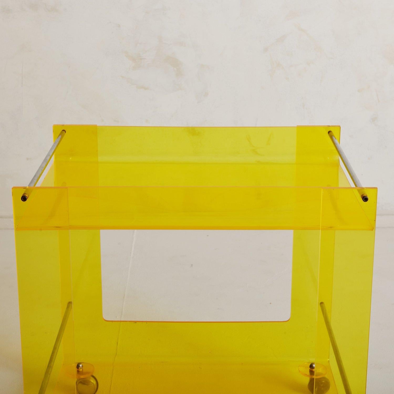 Yellow Lucite Bar Cart Attributed Rafael Carreras Puigdengolas for Tramo 3
