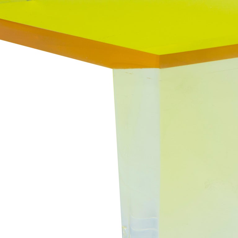 Yellow Lucite Coffee Table For Sale 5