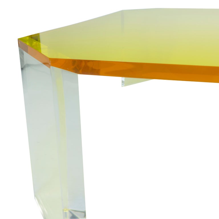 Yellow Lucite Coffee Table For Sale 6