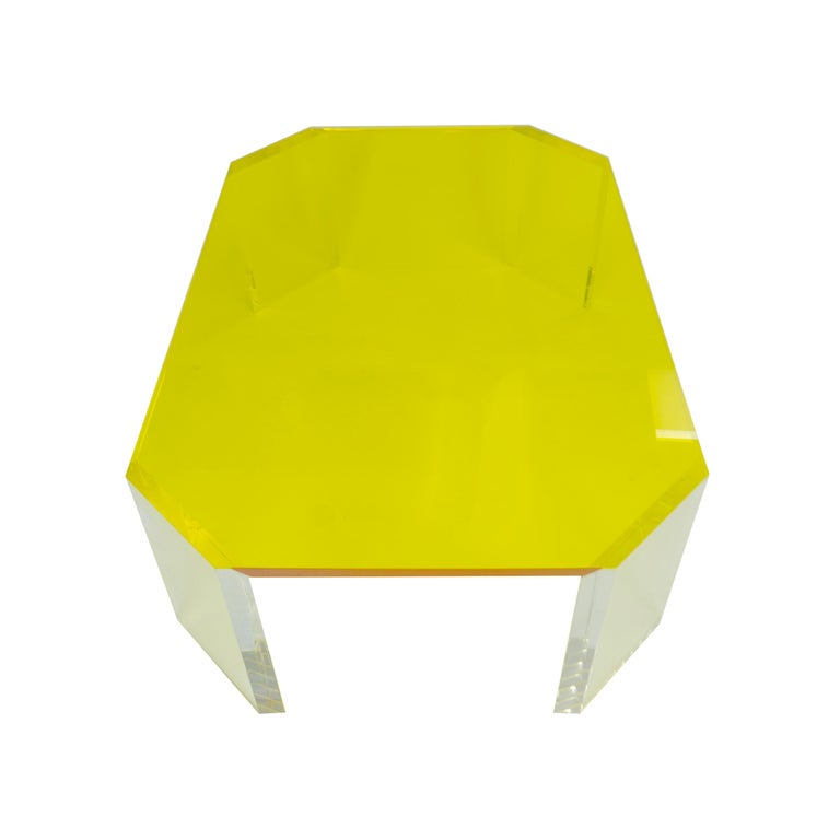 Yellow Lucite Coffee Table For Sale 1
