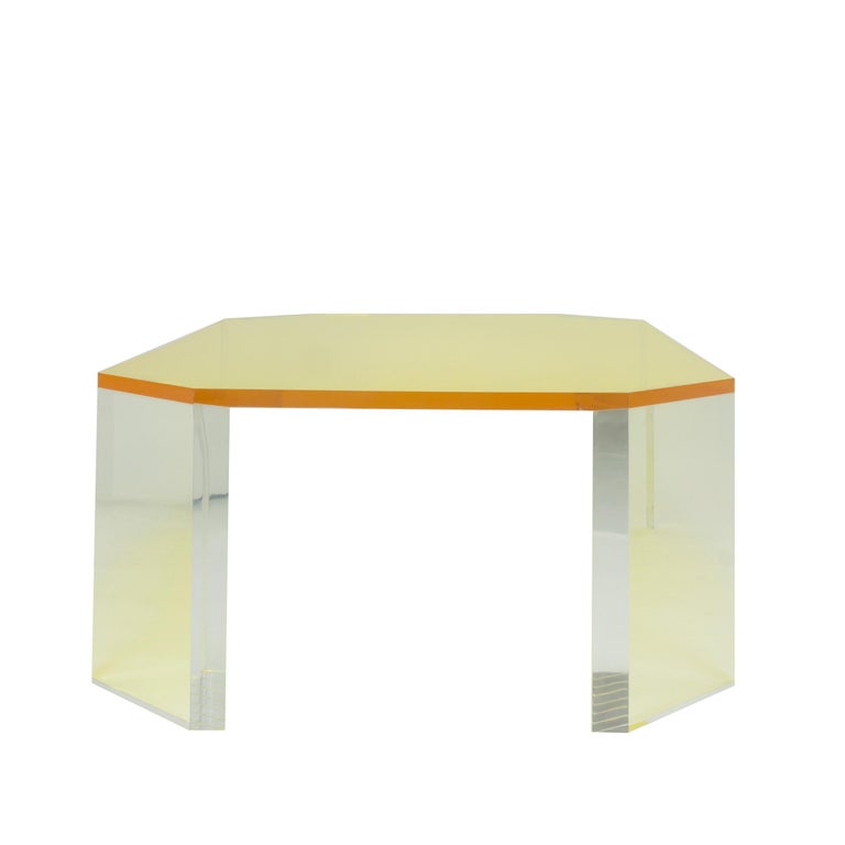 Yellow Lucite Coffee Table For Sale 3