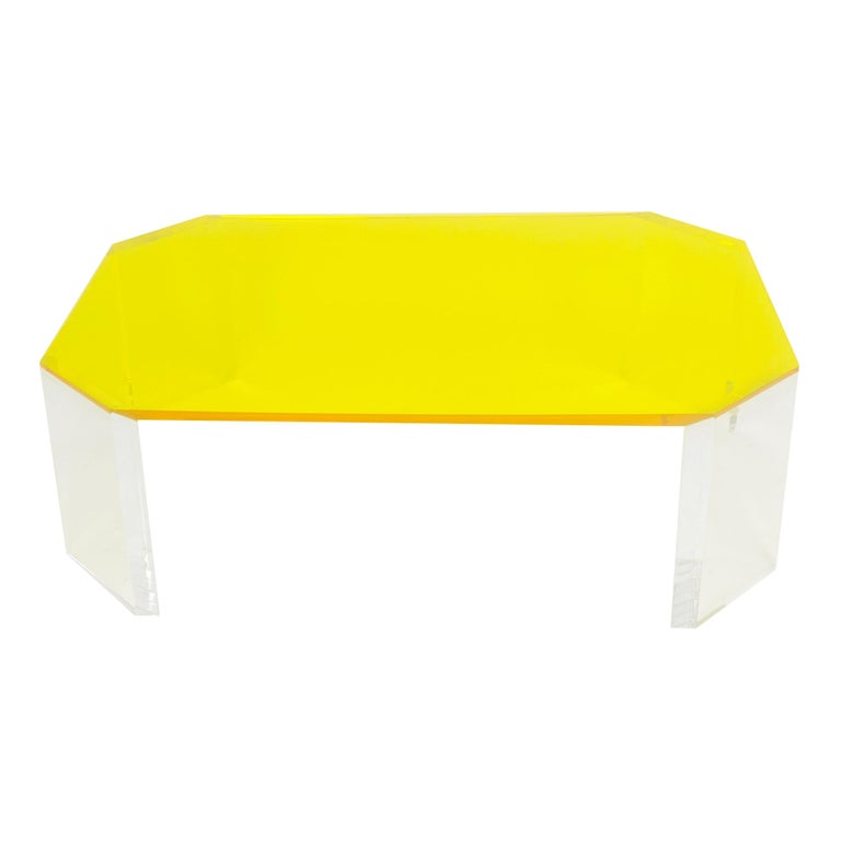 Yellow Lucite Coffee Table For Sale at 1stDibs