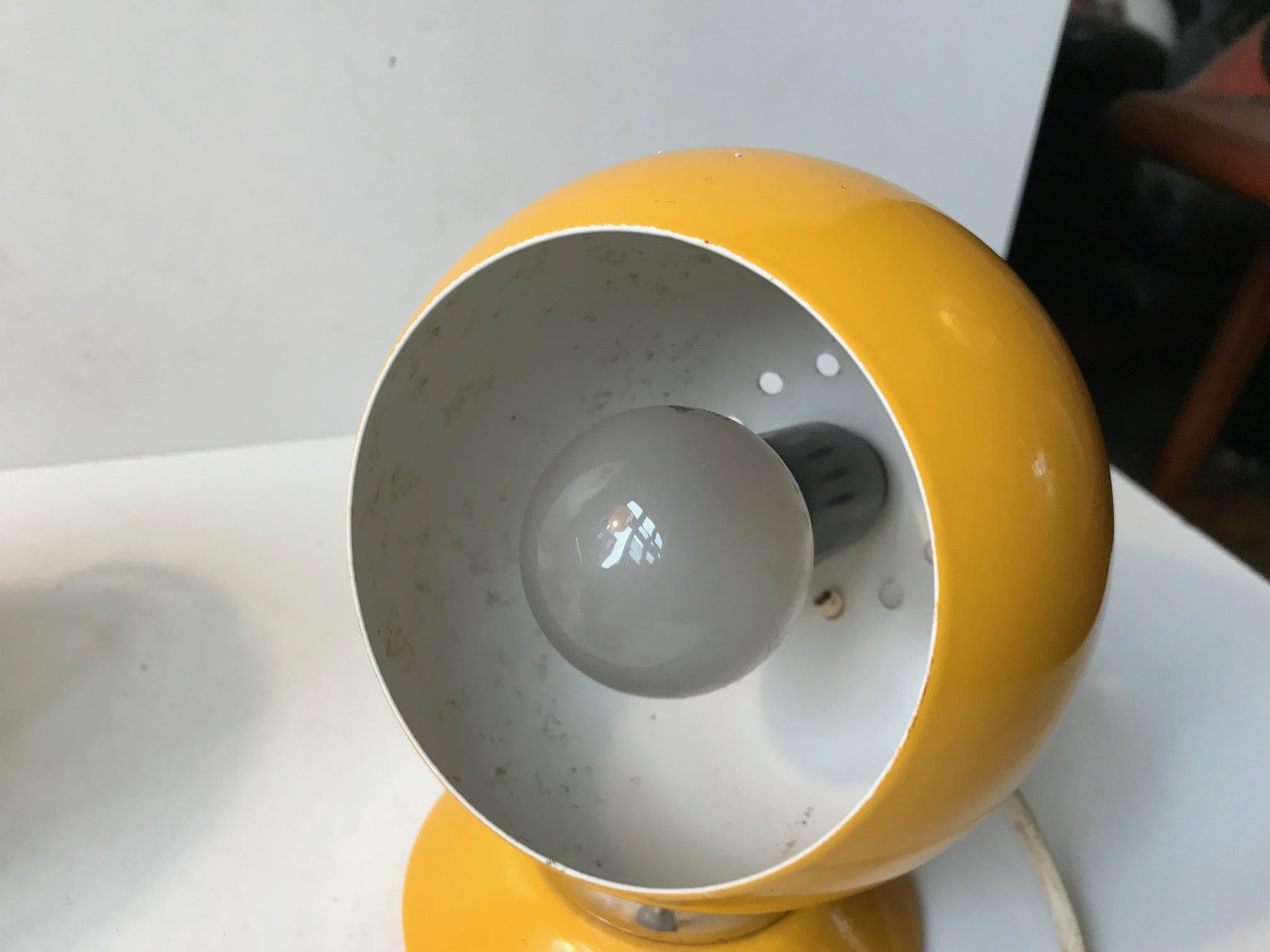 Late 20th Century Yellow Magnetic Danish Space Age Ball Wall Lamps from ABO, 1970s