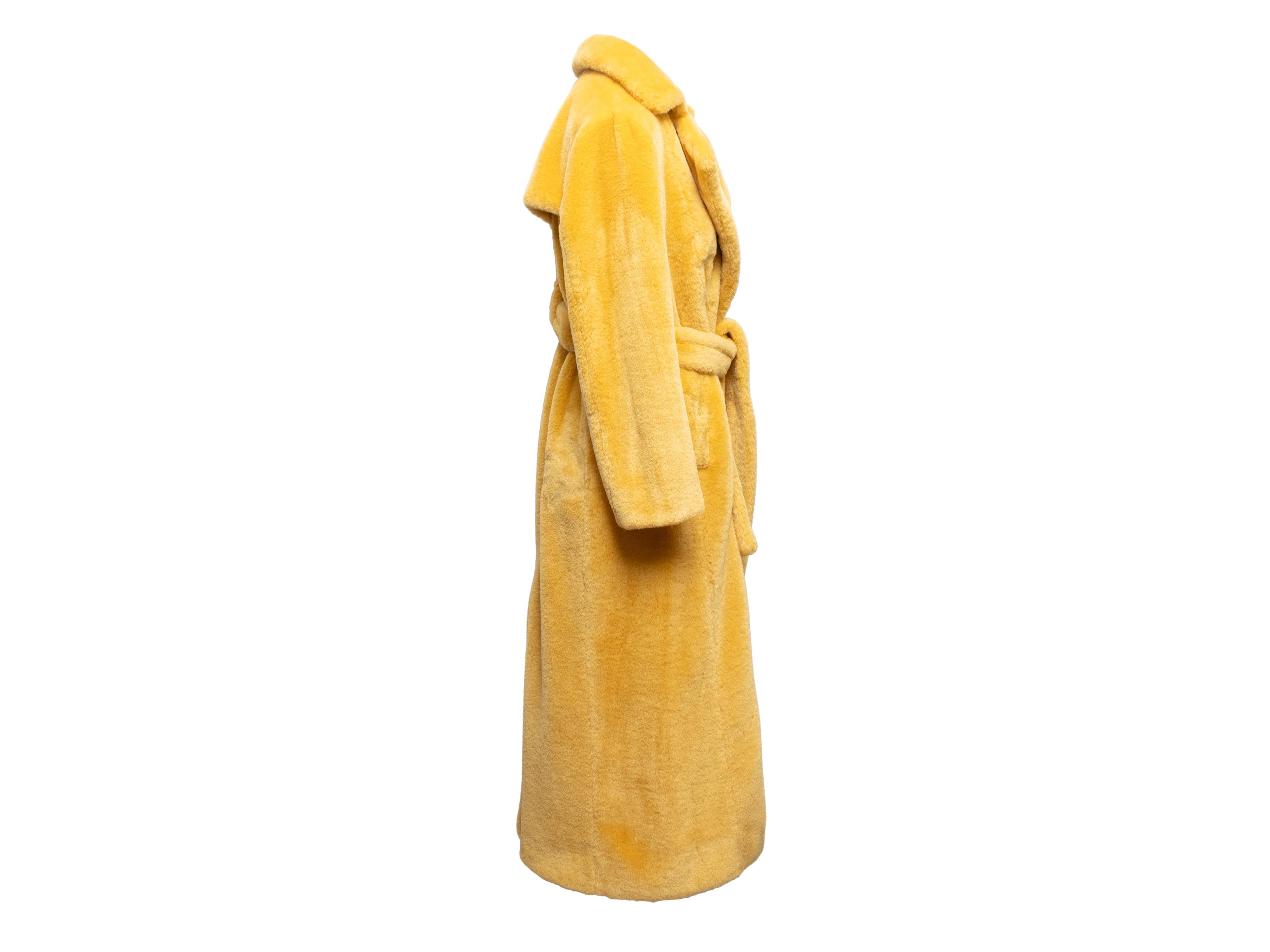 Yellow Maison Atia Genevieve Faux Fur Coat Size 1 For Sale 1