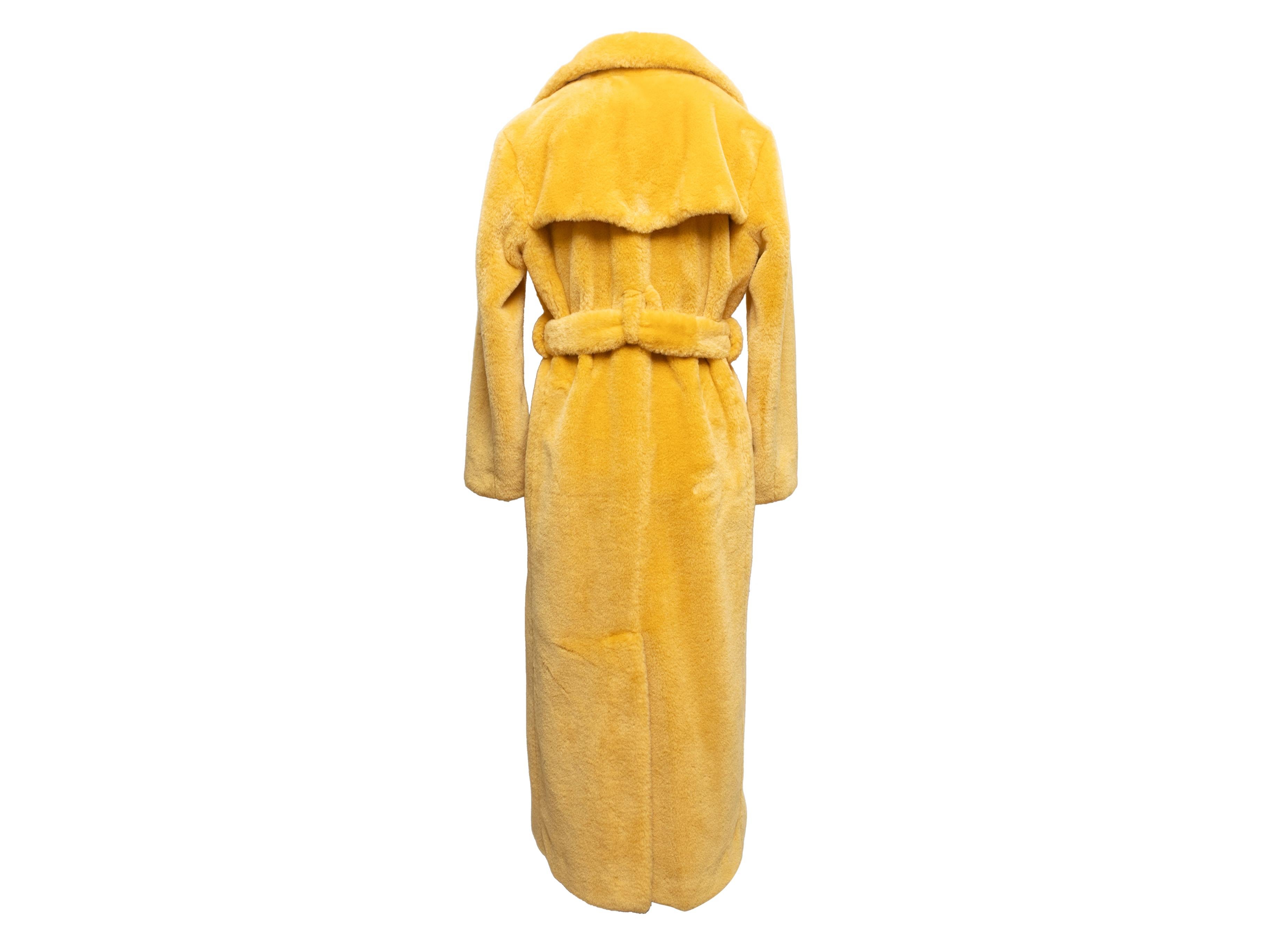 Yellow Maison Atia Genevieve Faux Fur Coat Size 1 For Sale 2