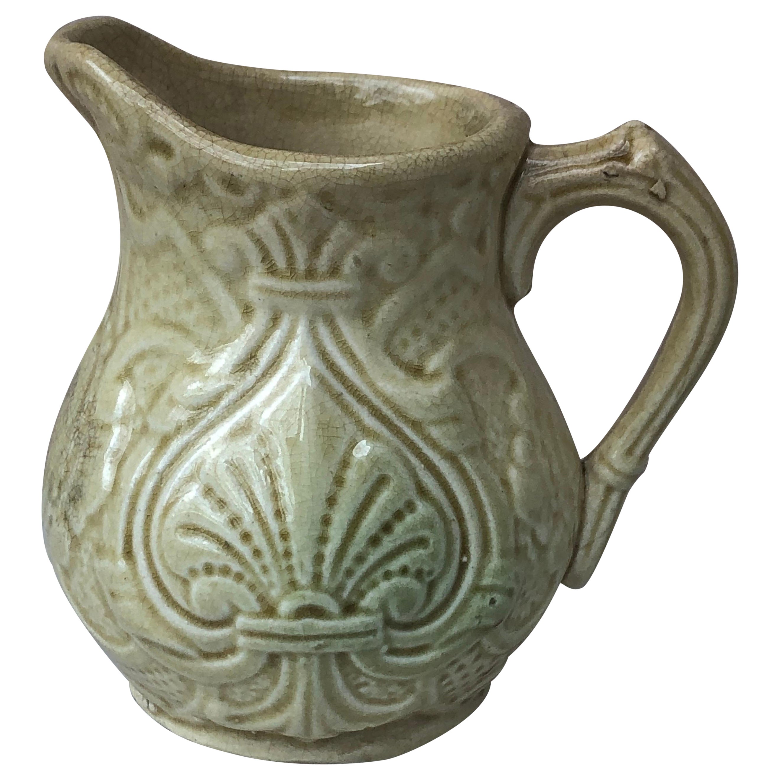 Yellow Majolica Creamer Pitcher Onnaing Circa 1920
