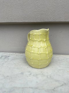 Yellow Majolica Rope Pitcher Saint Clement, Circa 1950