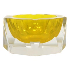 Yellow Mandruzzato Faceted Sommerso Ashtray