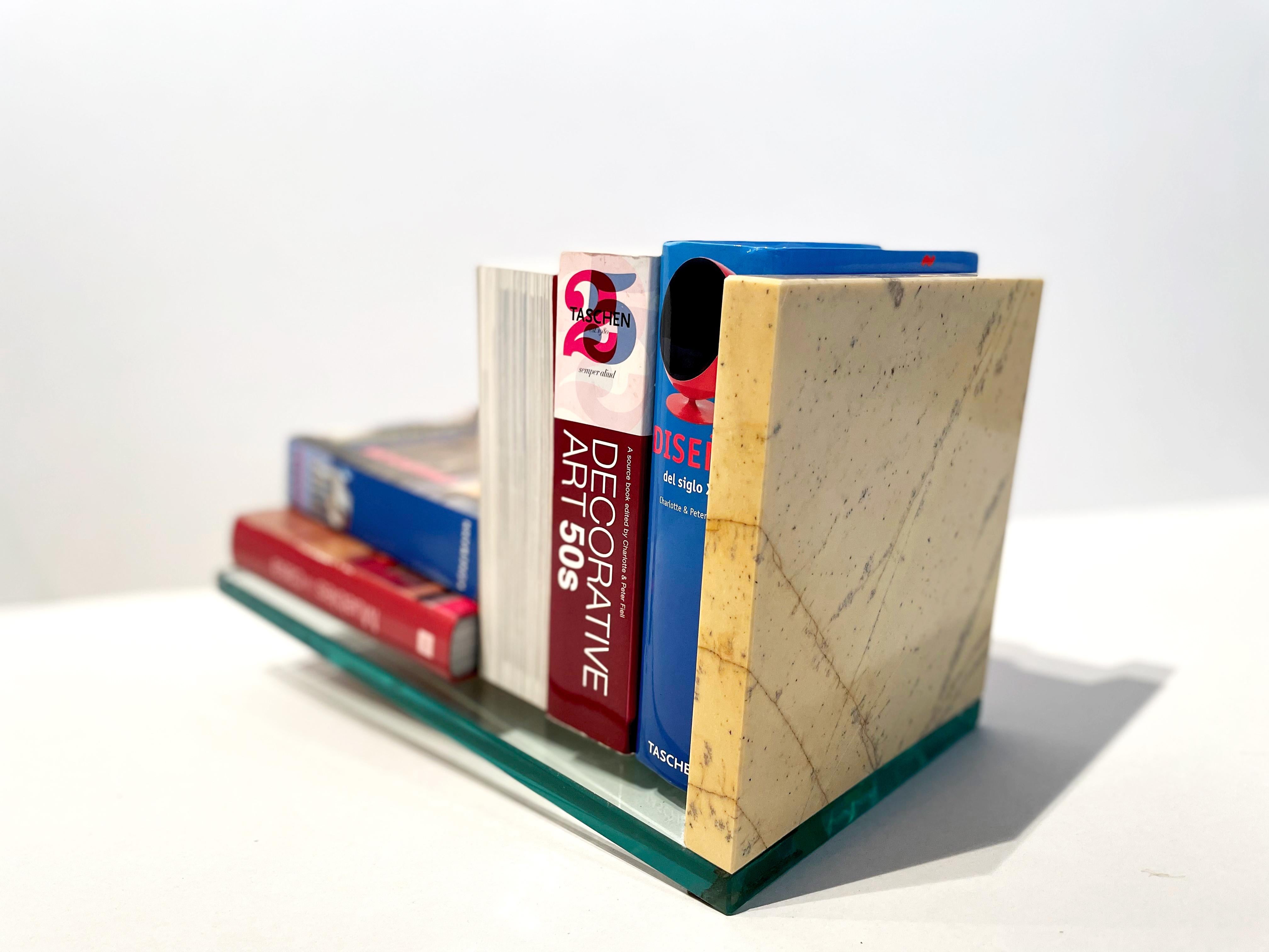 Modern Yellow Marble & Crystal Bookend Contemporary Design Joaquín Moll in Stock Meddel For Sale