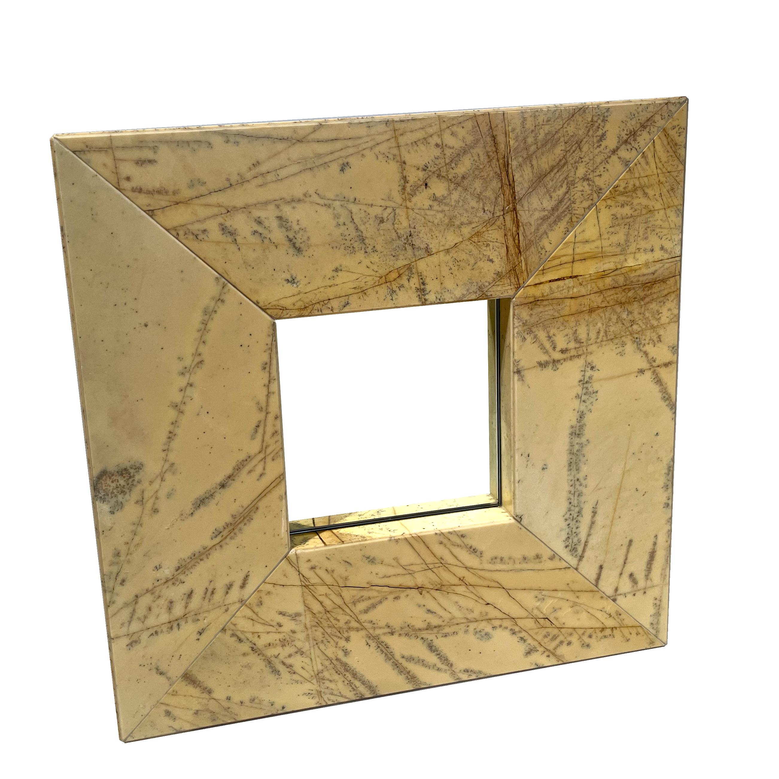 Modern Yellow Marble Mirror Square Design Contemporary Style Joaquín Moll Meddel Spain For Sale