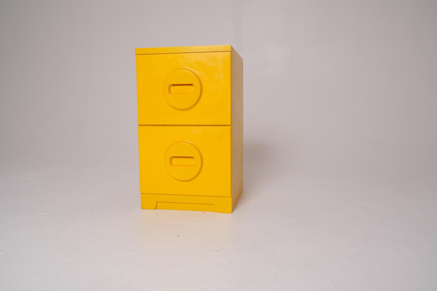 Yellow MCM Two-Drawer File Cabinet by Akro Mills For Sale 4