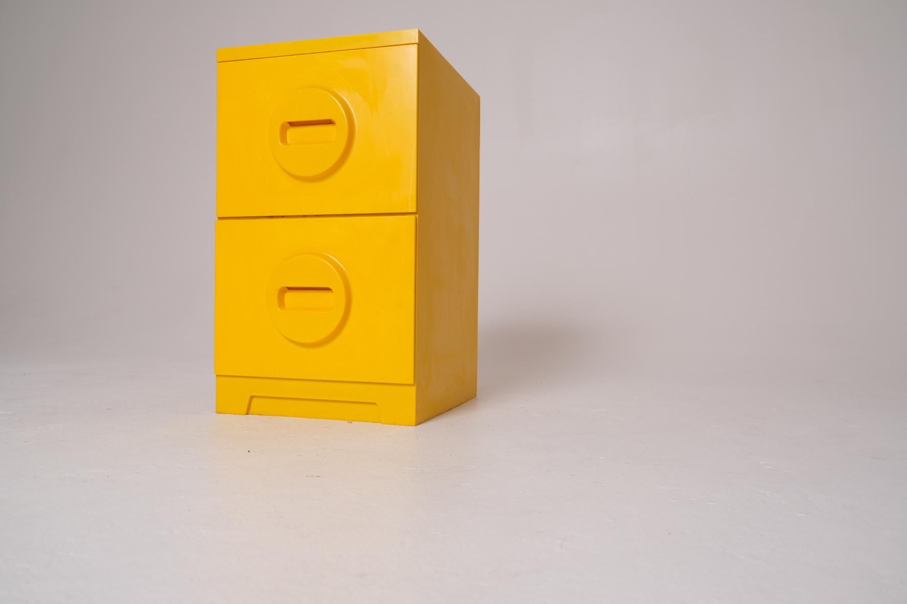 Yellow MCM Two-Drawer File Cabinet by Akro Mills For Sale 5