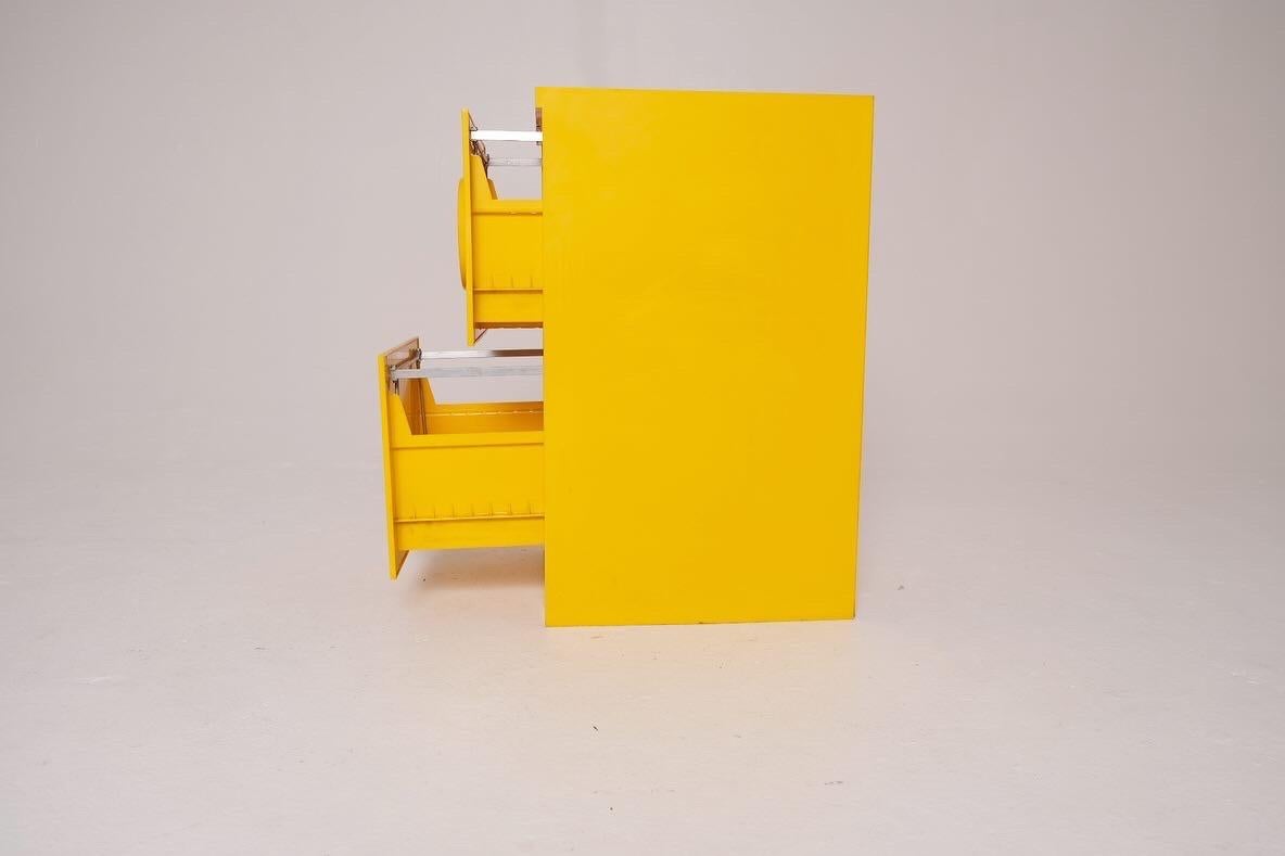 American Yellow MCM Two-Drawer File Cabinet by Akro Mills For Sale