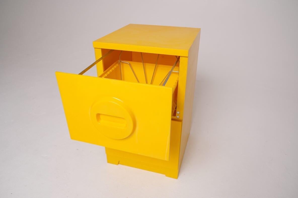 Molded Yellow MCM Two-Drawer File Cabinet by Akro Mills For Sale