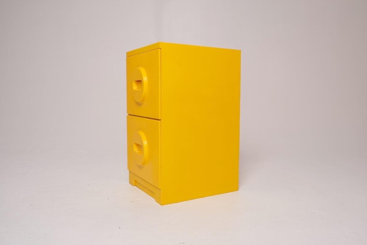 Yellow MCM Two-Drawer File Cabinet by Akro Mills In Good Condition For Sale In Los Angeles, CA