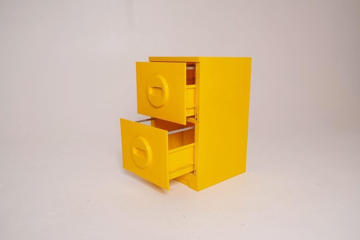 20th Century Yellow MCM Two-Drawer File Cabinet by Akro Mills For Sale