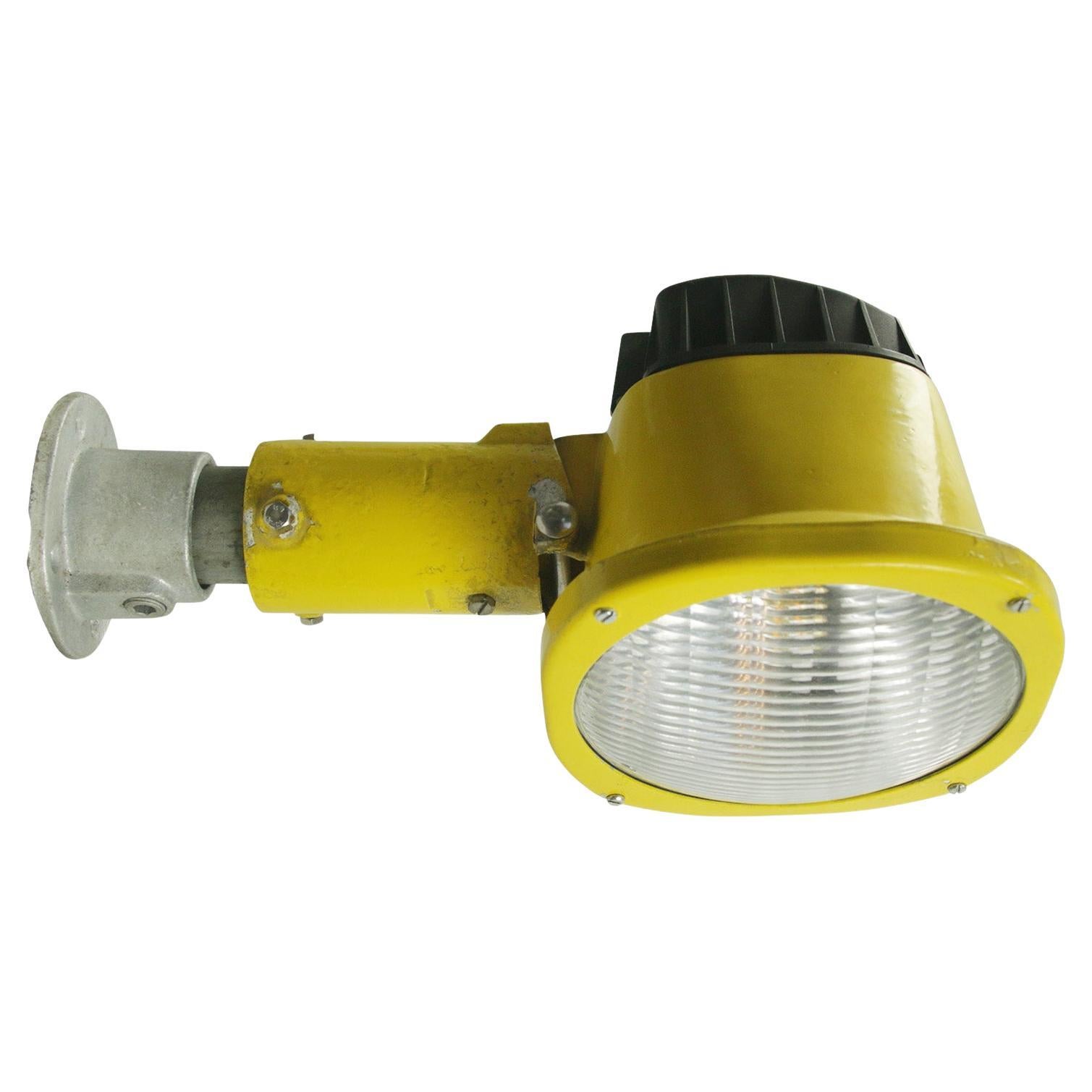 Yellow Metal Airport Runway Clear Glass Scone Floor Lights For Sale