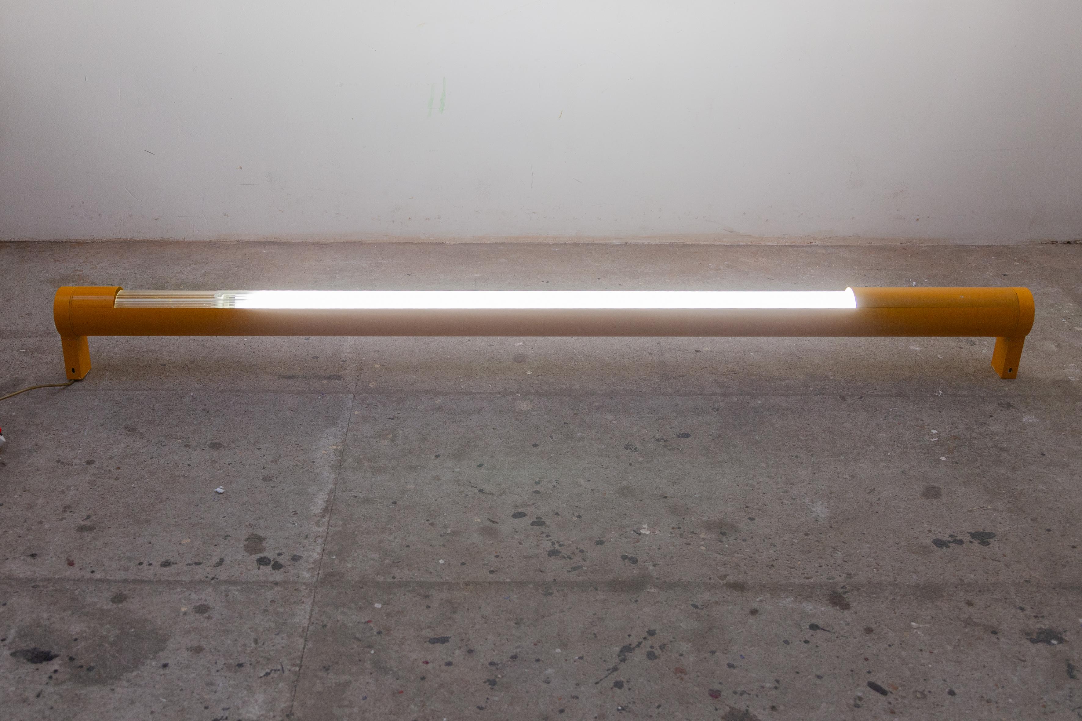 Yellow Metal and Fluorescent Tube Wall Lamp, 1970s, Germany For Sale 3