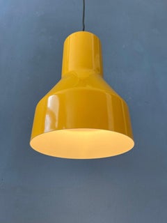 Yellow Metal Industrial Shaped Space Age Hanging Lamp, 1970s