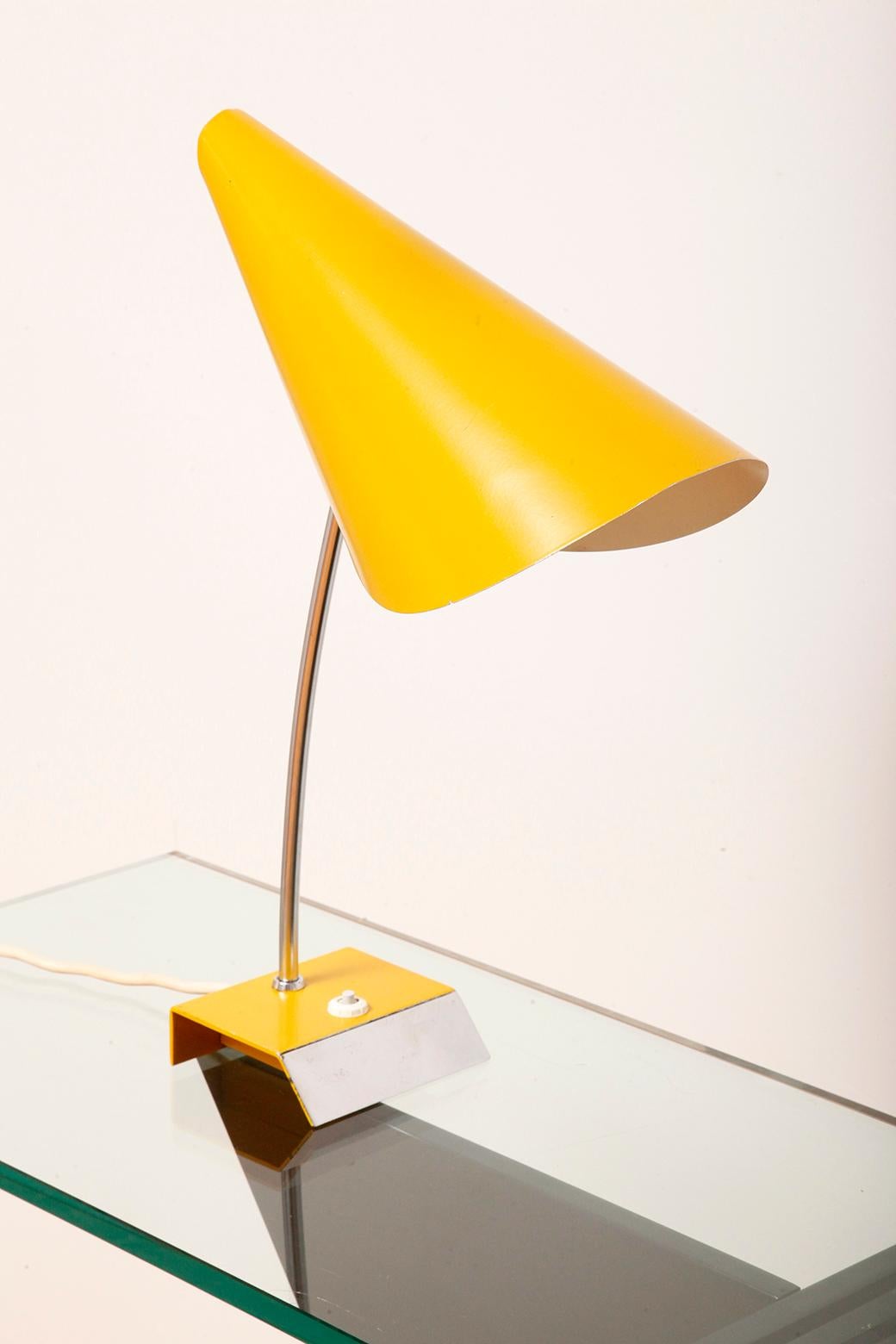 Czech Yellow metal large desk lamp 