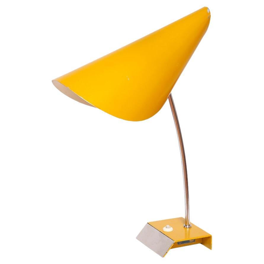 Yellow metal large desk lamp "Nun" TYP 0513, designed by Josef Hůrka for Napako For Sale