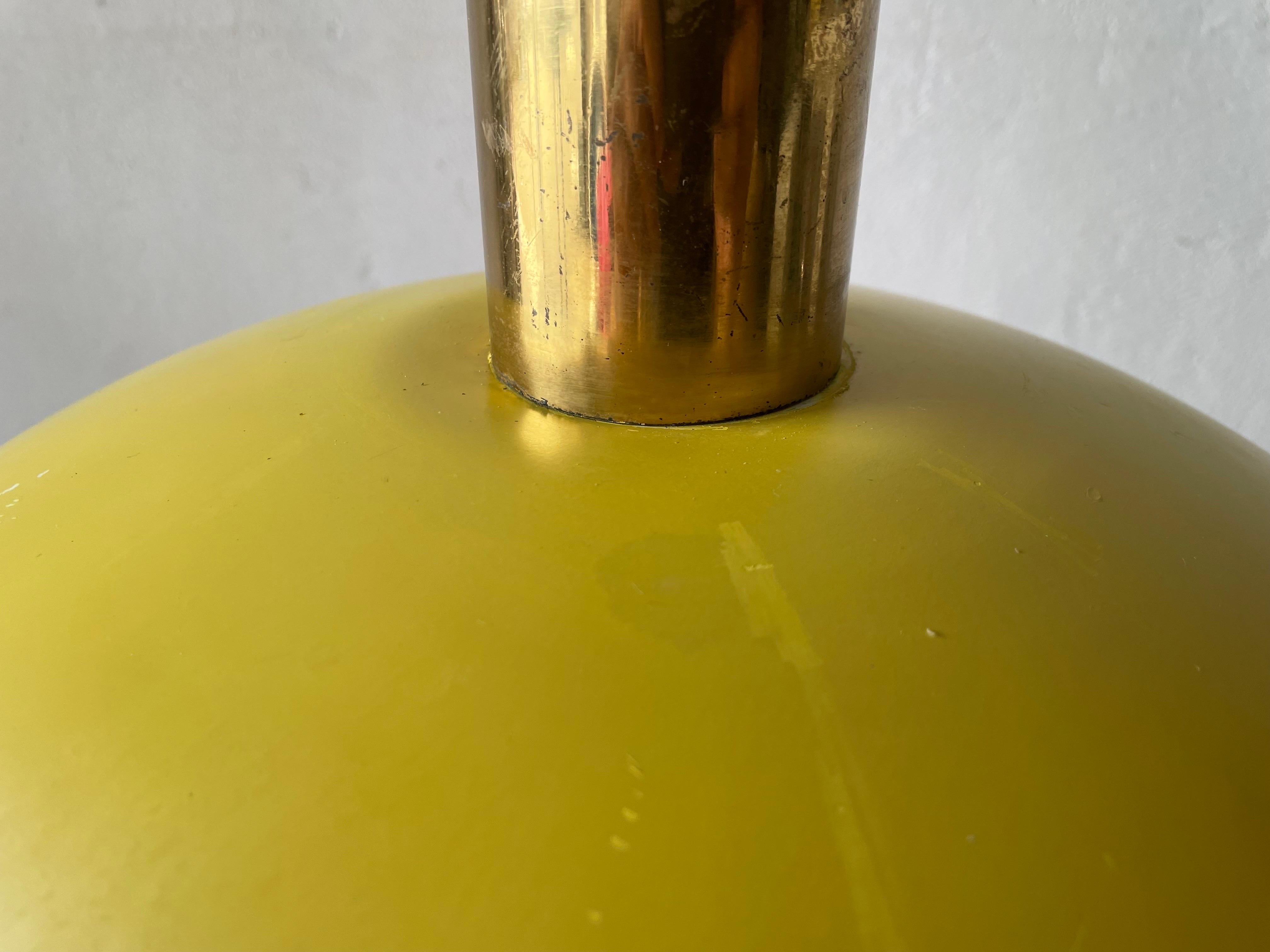 Yellow Metal Shade Counterweight Pendant Lamp by Stilux, 1960s, Italy For Sale 3