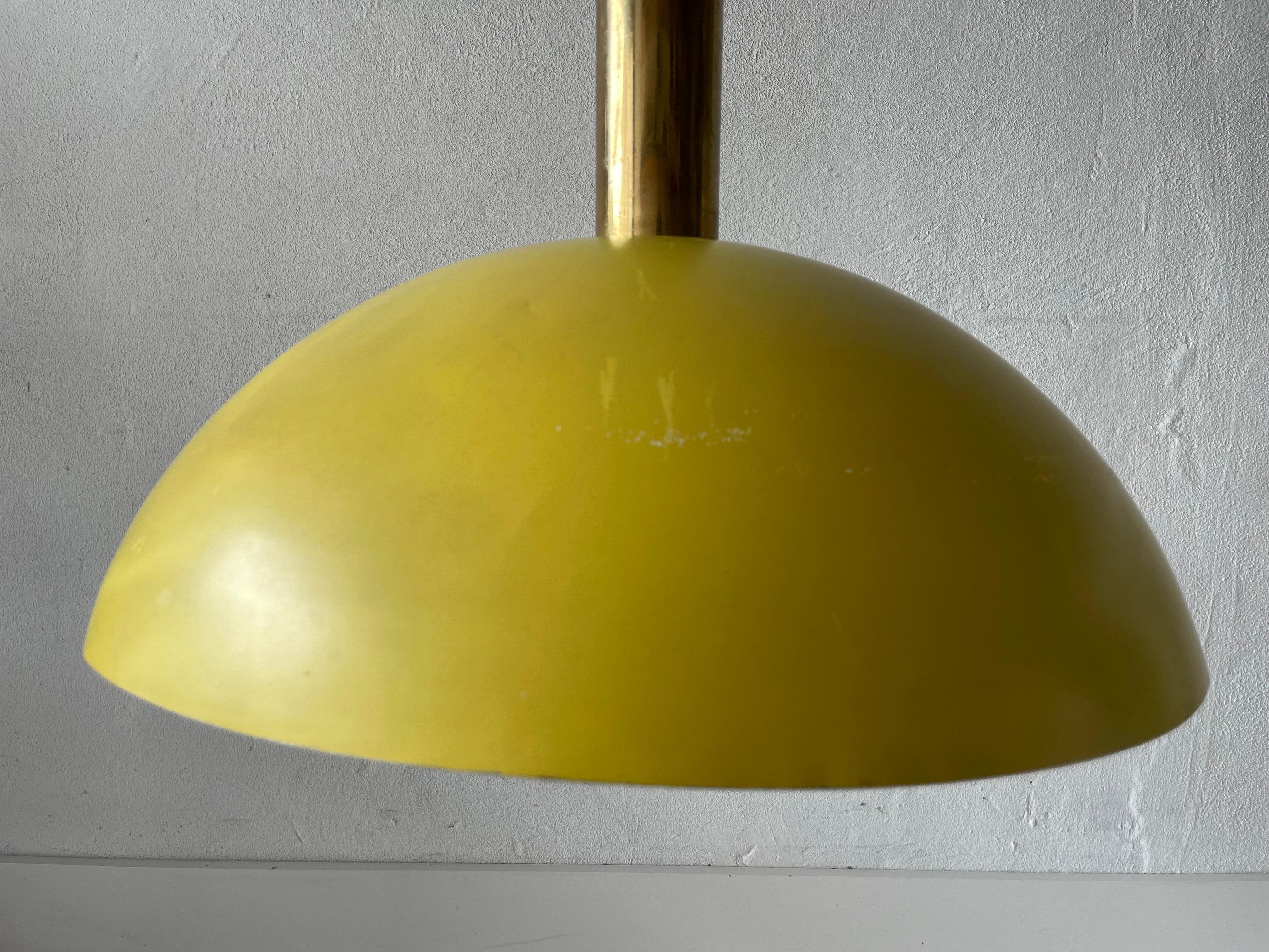Yellow Metal Shade Counterweight Pendant Lamp by Stilux, 1960s, Italy For Sale 4