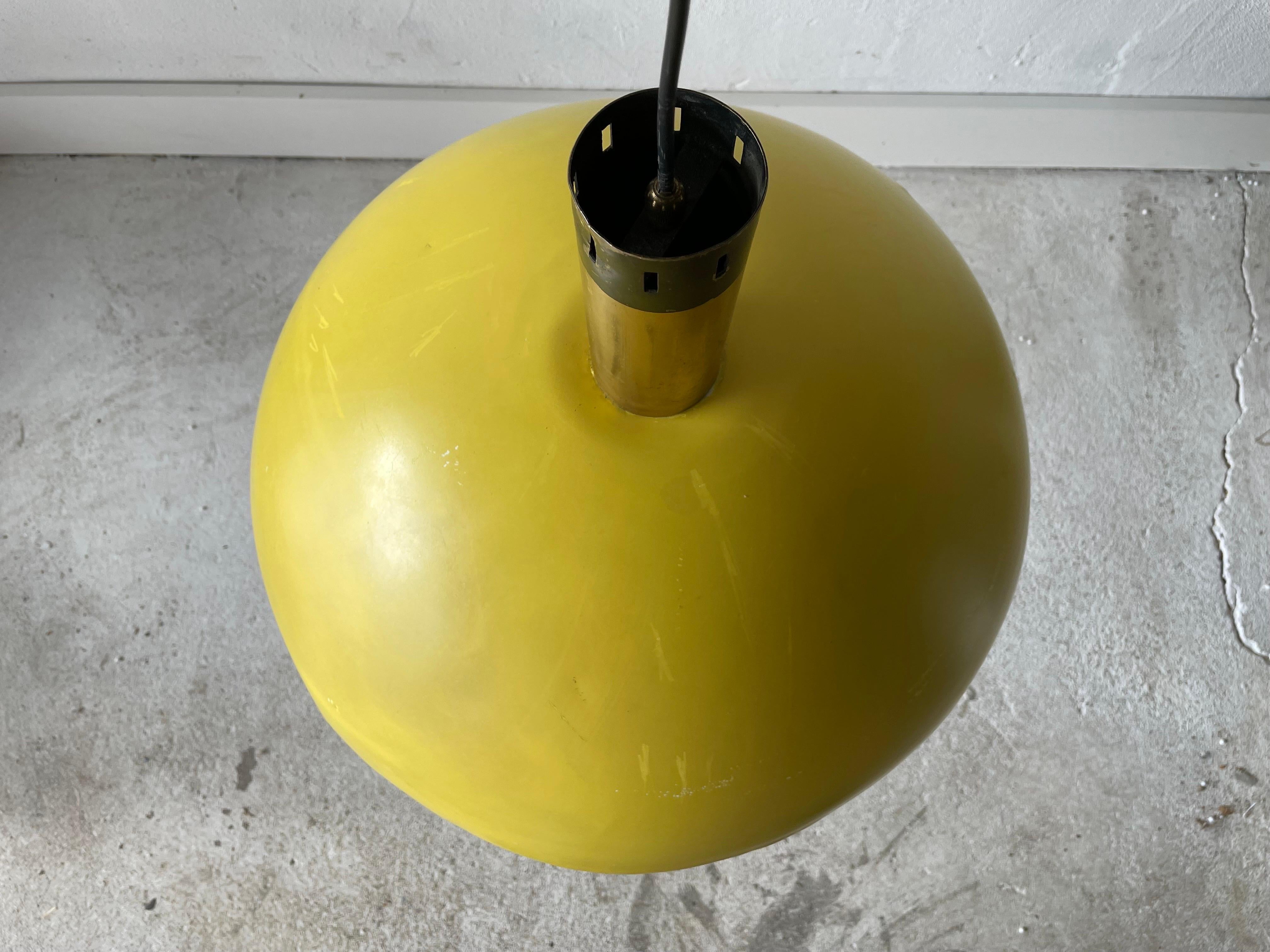 Yellow Metal Shade Counterweight Pendant Lamp by Stilux, 1960s, Italy For Sale 5