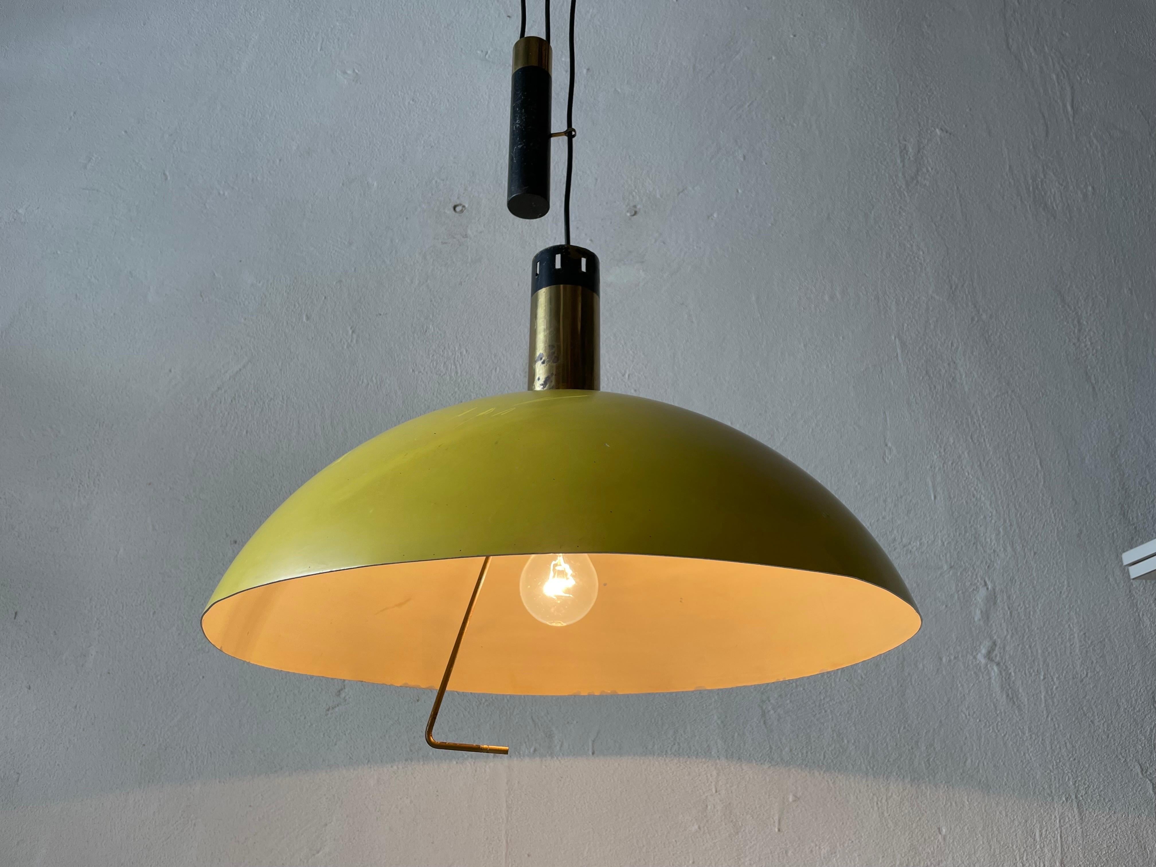 Yellow Metal Shade Counterweight Pendant Lamp by Stilux, 1960s, Italy For Sale 8