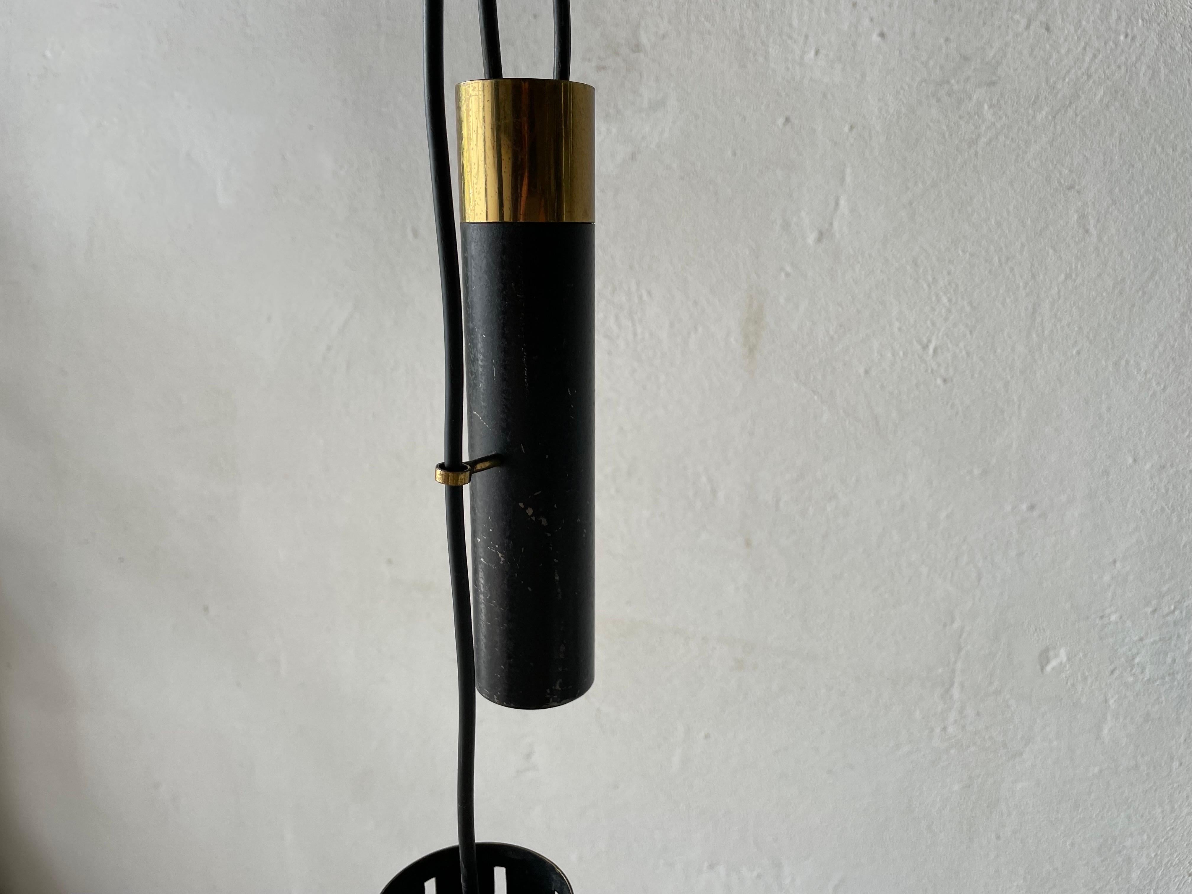 Yellow Metal Shade Counterweight Pendant Lamp by Stilux, 1960s, Italy In Fair Condition For Sale In Hagenbach, DE