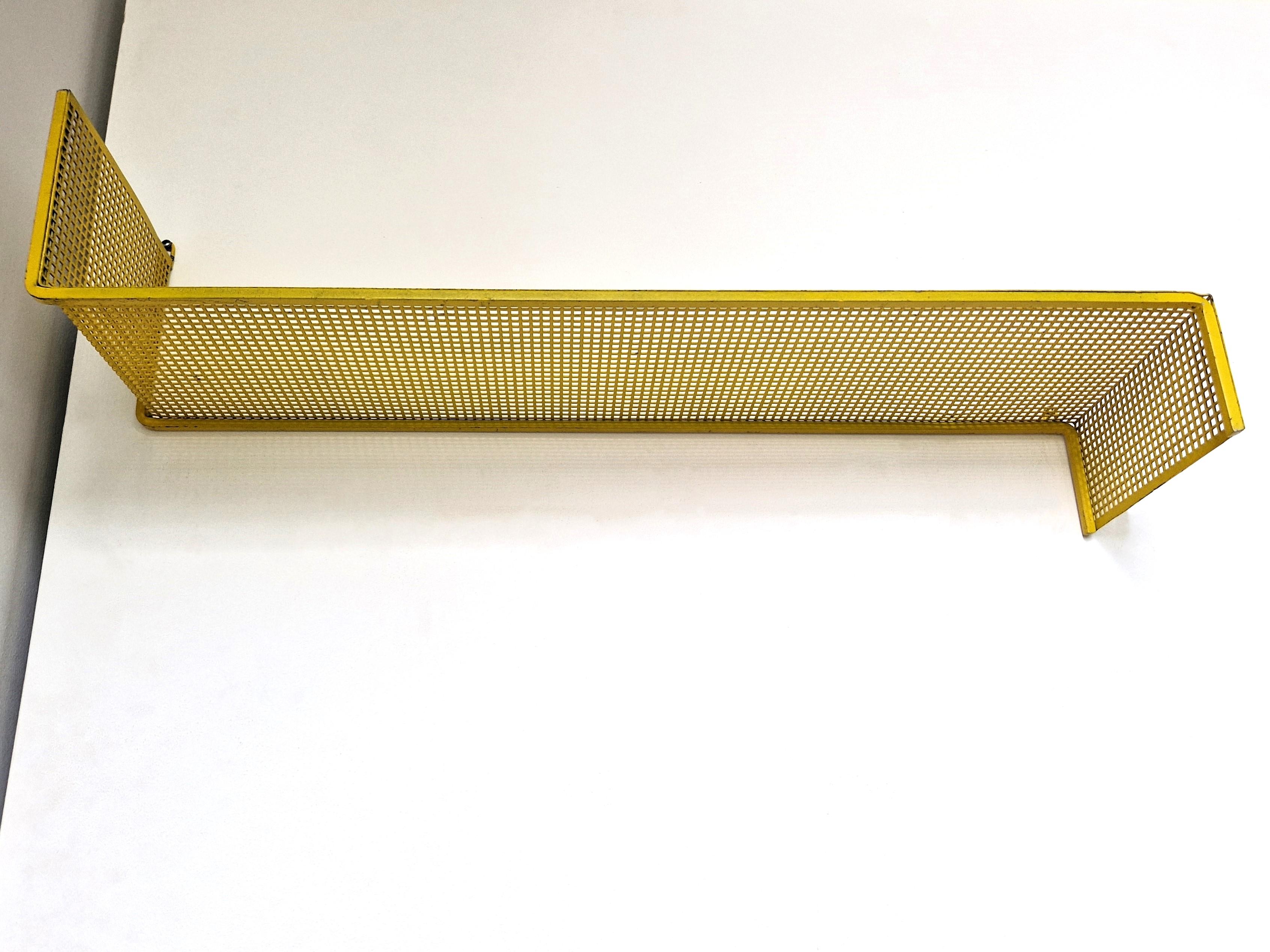 Mid-Century Modern Yellow metal wall shelf by Mathieu Matégot for Artimeta, The Netherlands 1950's