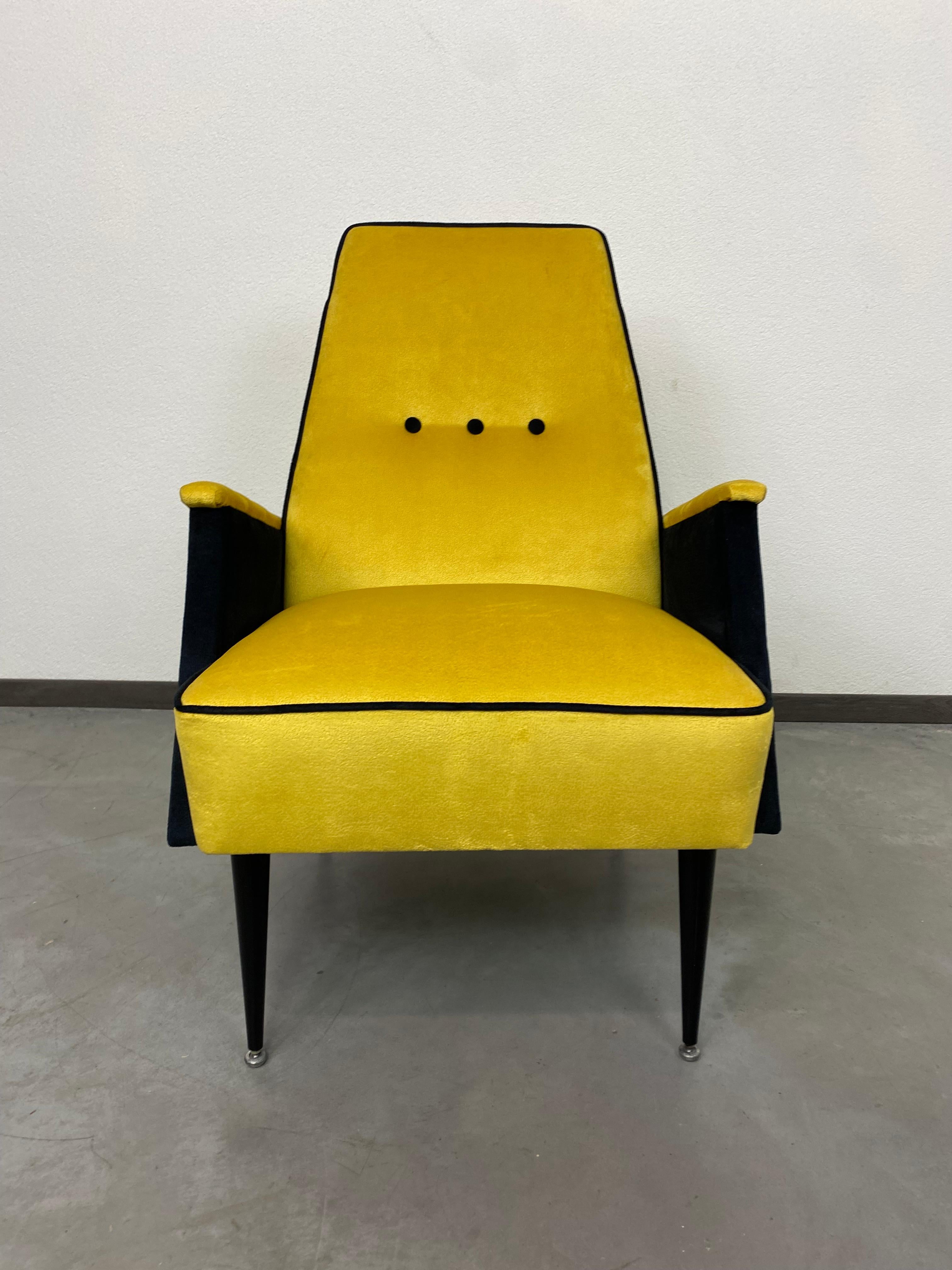 Mid-20th Century Yellow mid-century design armchairs For Sale