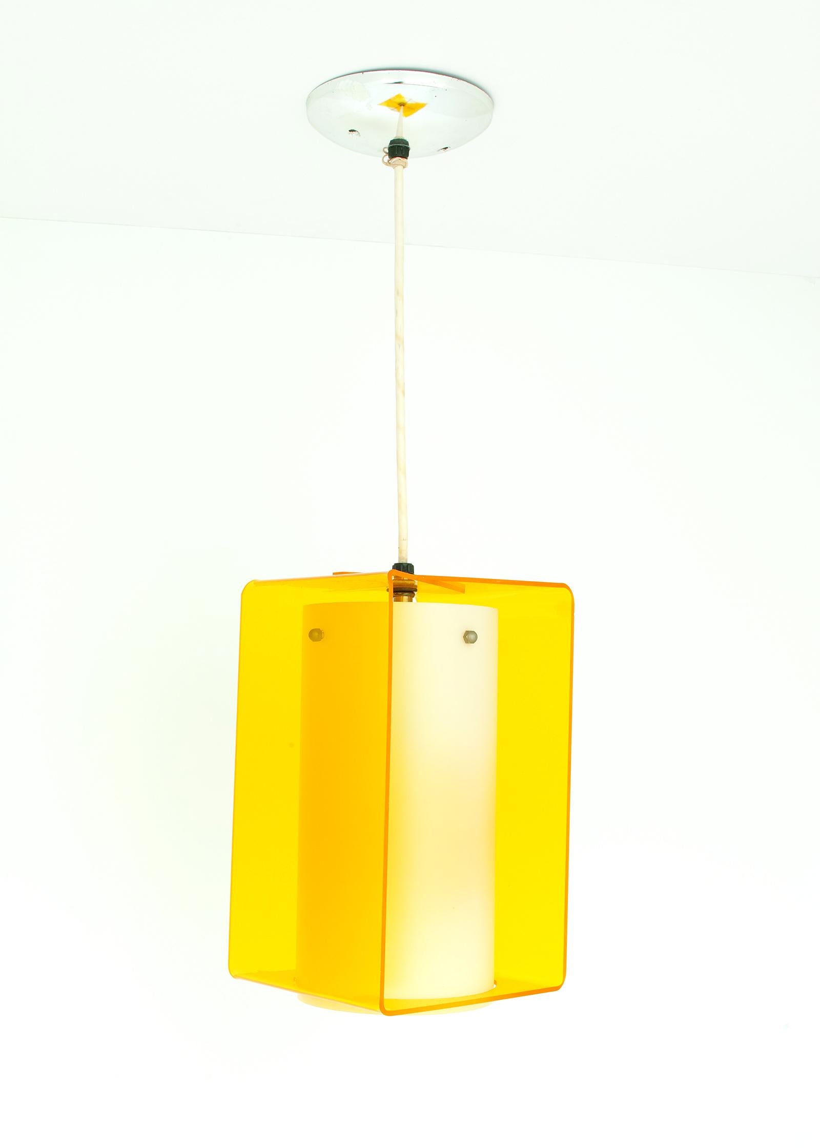 Yellow Midcentury Acrylic Pendant 8