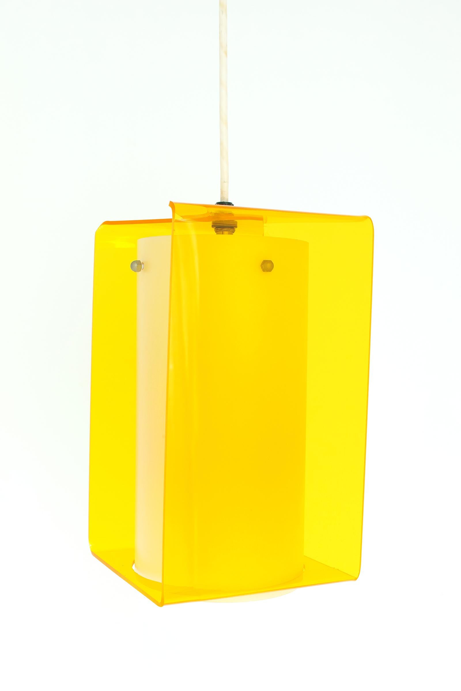 Yellow Midcentury Acrylic Pendant 9