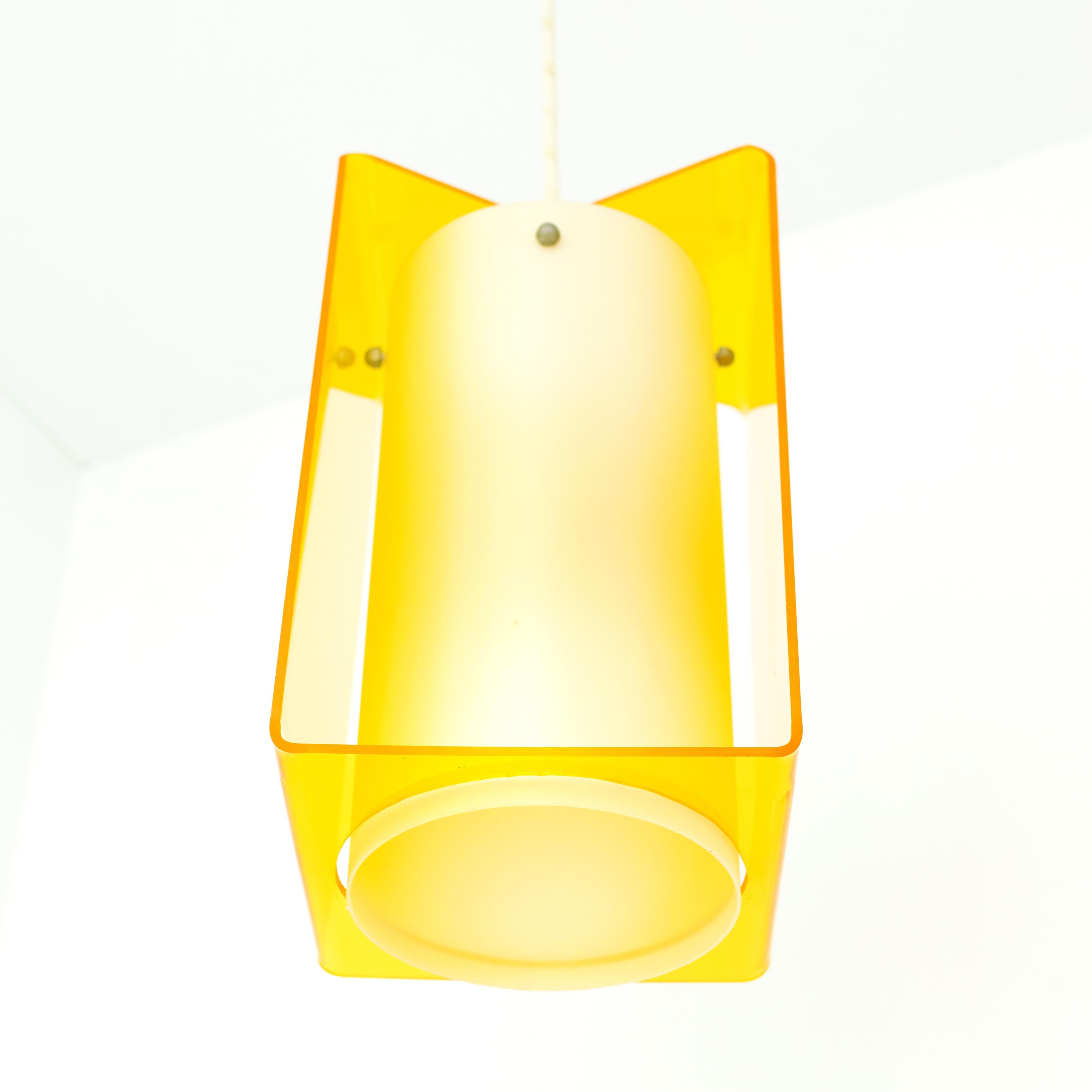 Mid-Century Modern Yellow Midcentury Acrylic Pendant
