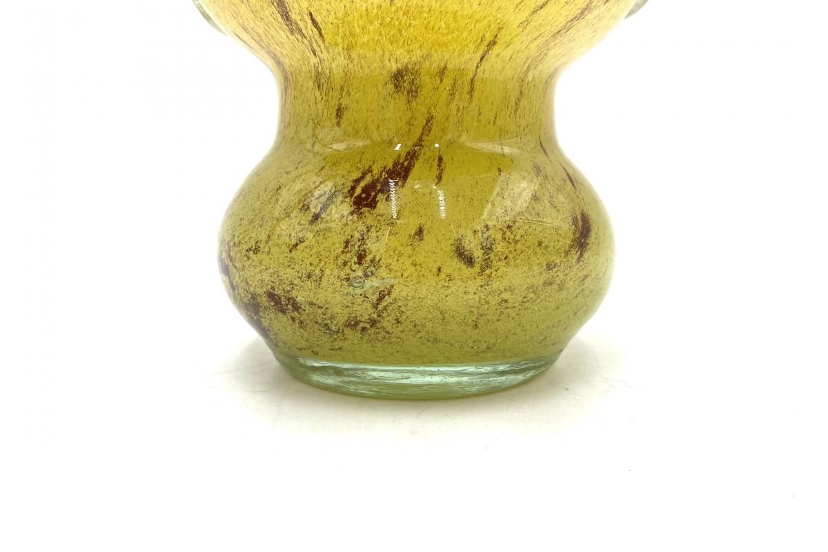 Polish Yellow Midcentury Decorative Vase, Designed by Wiesław Sawczuk, Łysa Góra, 1970s For Sale