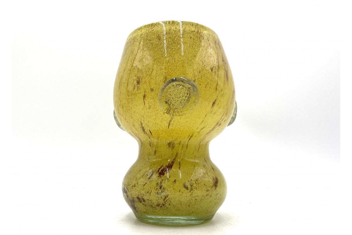Yellow Midcentury Decorative Vase, Designed by Wiesław Sawczuk, Łysa Góra, 1970s In Good Condition For Sale In Chorzów, PL