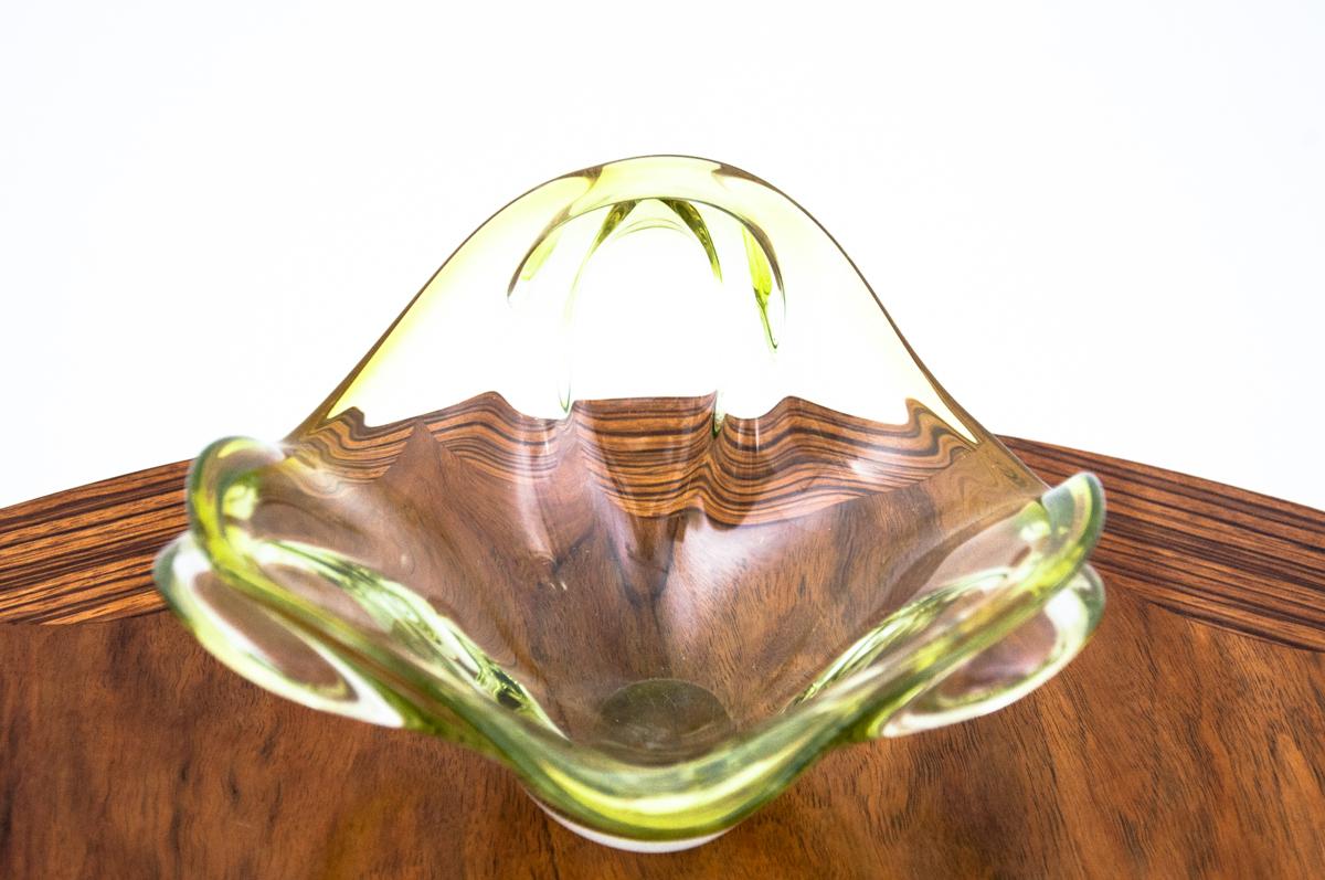 Mid-Century Modern Yellow Midcentury Glass Bowl, Poland, 1970s For Sale